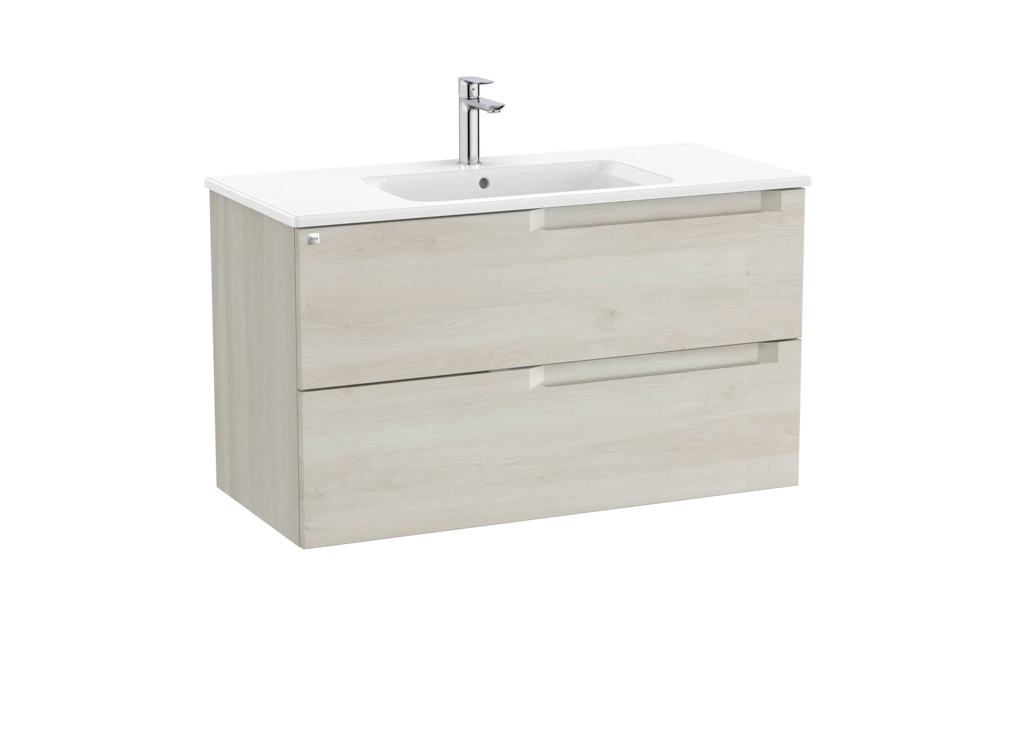 Roca - Mueble base Aleyda Unik de dos cajones y lavabo asimétrico con lavabo - BricoandPool