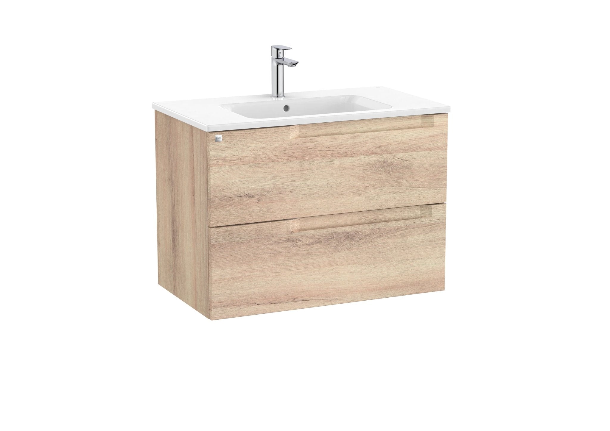 Roca - Mueble base Aleyda Unik de dos cajones y lavabo asimétrico con lavabo - BricoandPool