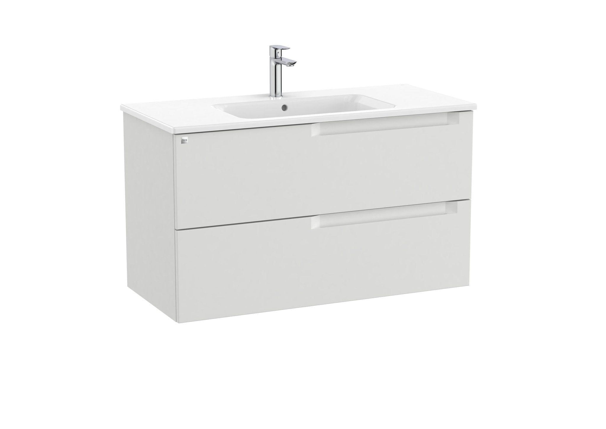 Roca - Mueble base Aleyda Unik de dos cajones y lavabo asimétrico con lavabo - BricoandPool
