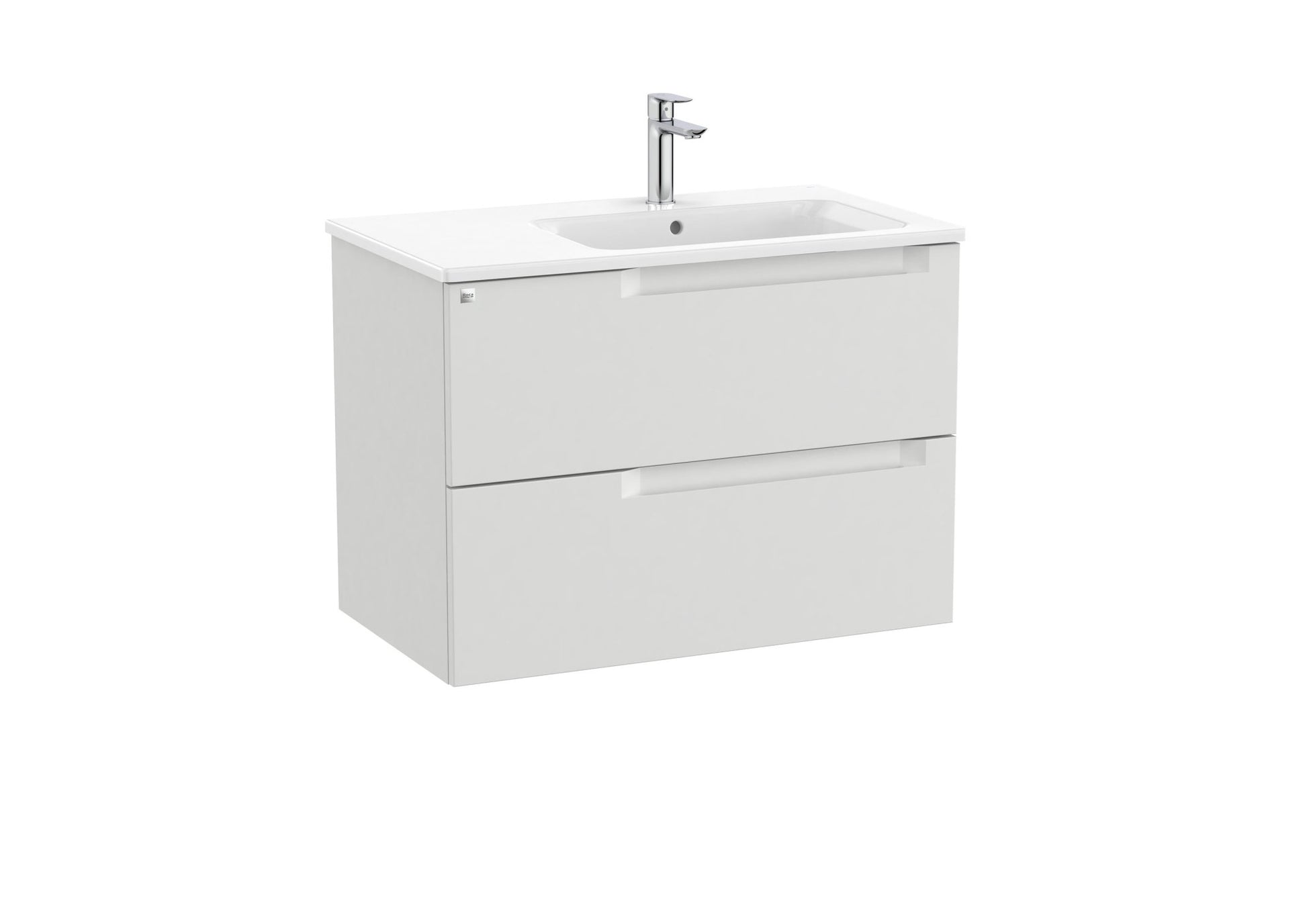 Roca - Mueble base Aleyda Unik de dos cajones y lavabo asimétrico con lavabo - BricoandPool