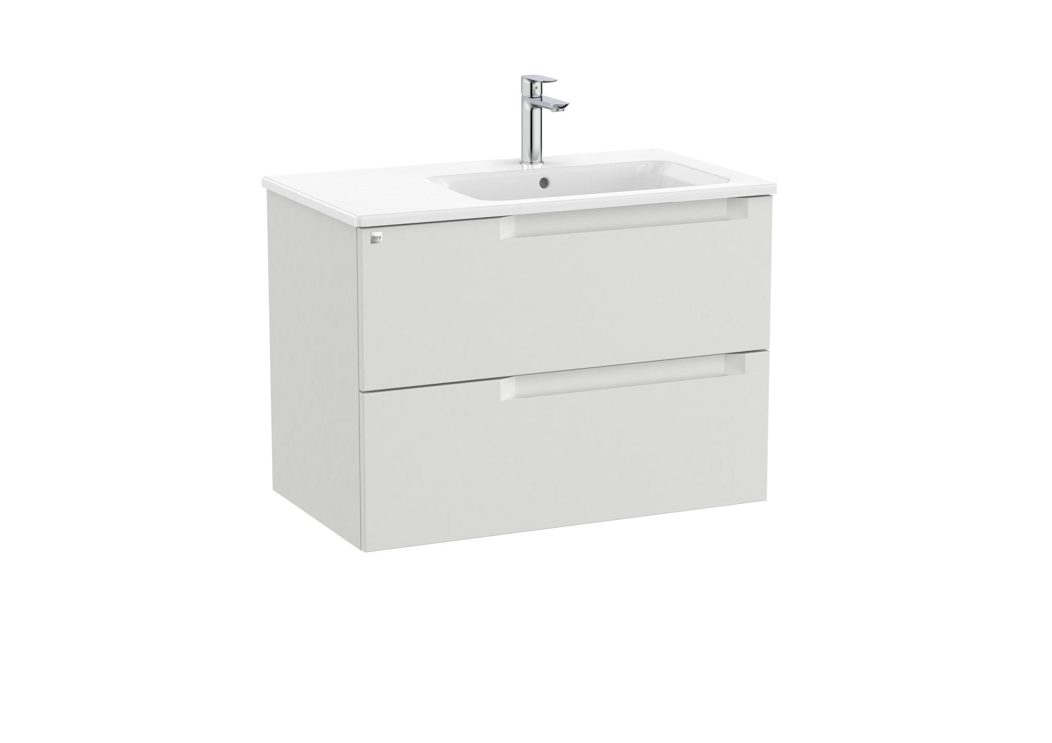 Roca - Mueble base Aleyda Unik de dos cajones y lavabo asimétrico con lavabo - BricoandPool