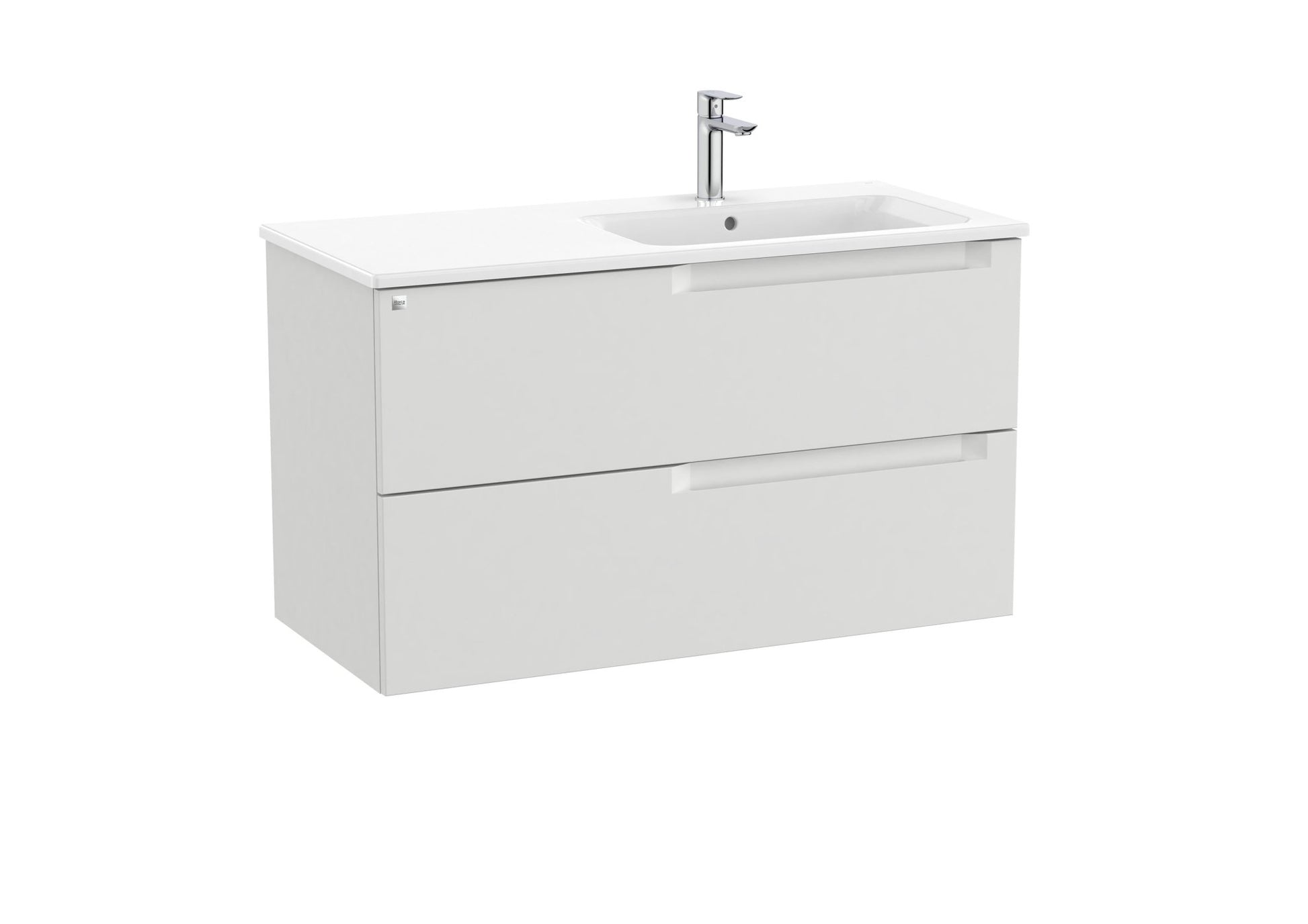 Roca - Mueble base Aleyda Unik de dos cajones y lavabo asimétrico con lavabo - BricoandPool