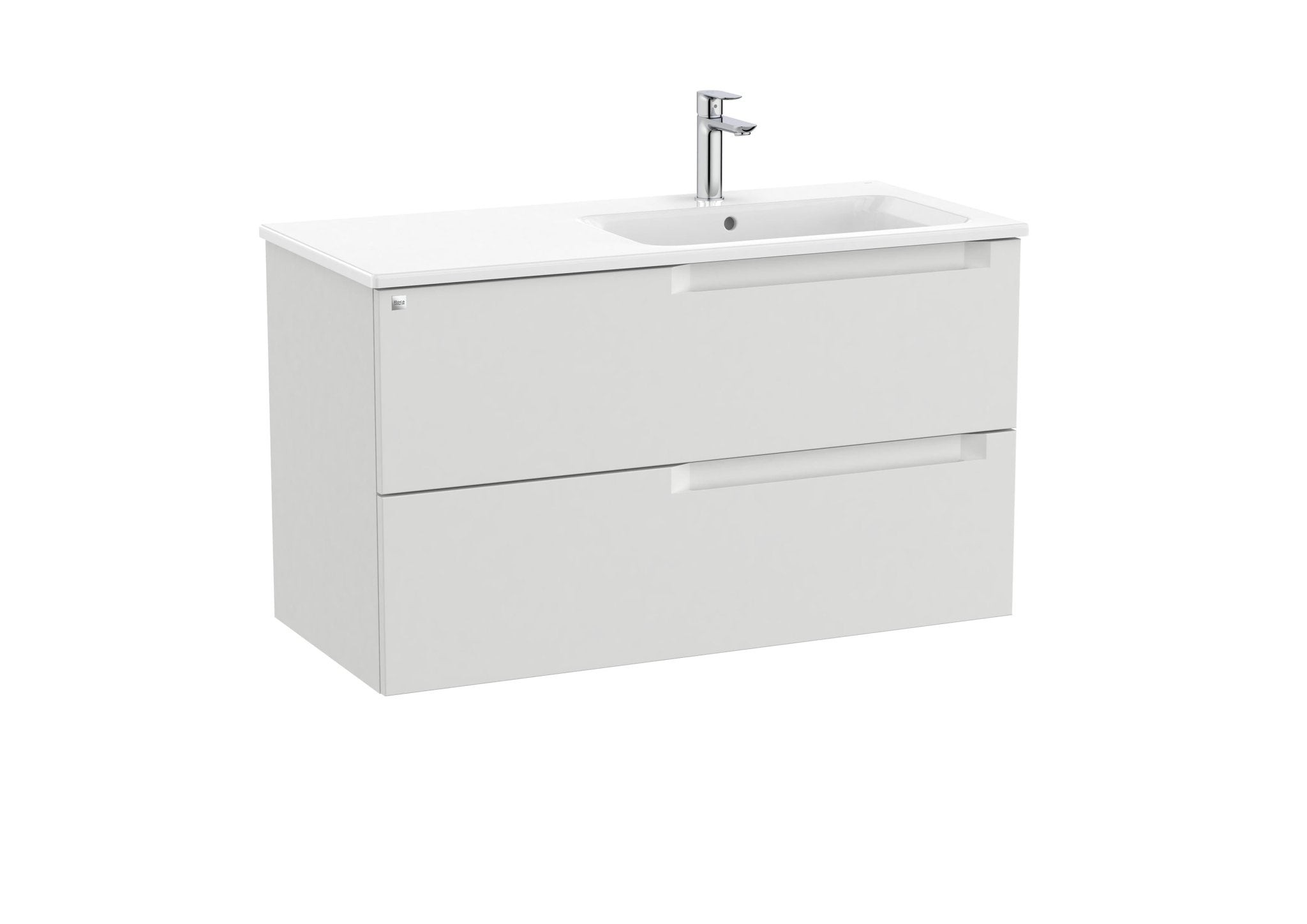 Roca - Mueble base Aleyda Unik de dos cajones y lavabo asimétrico con lavabo - BricoandPool