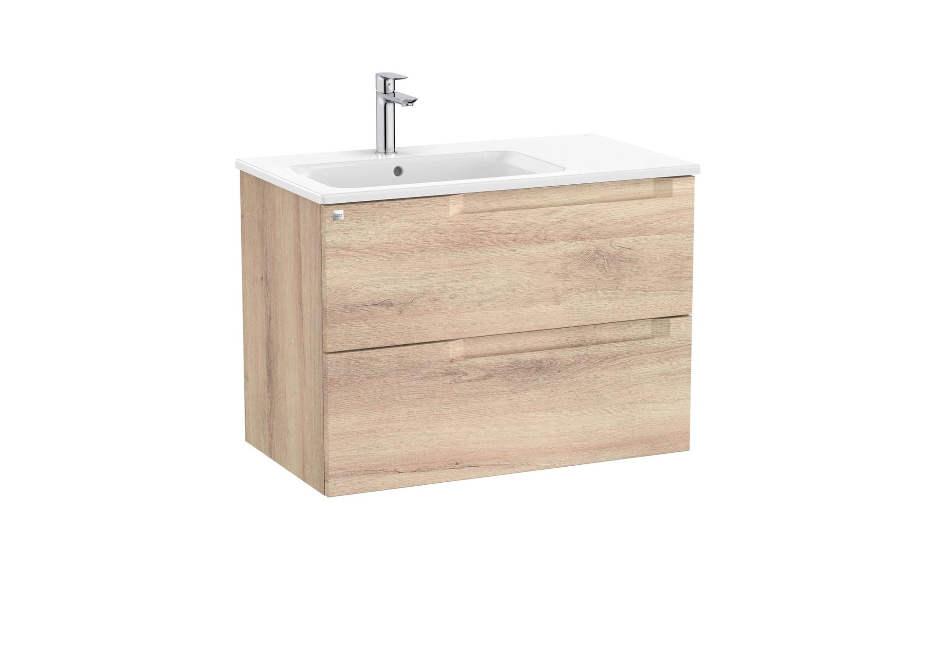 Roca - Mueble base Aleyda Unik de dos cajones y lavabo asimétrico con lavabo - BricoandPool