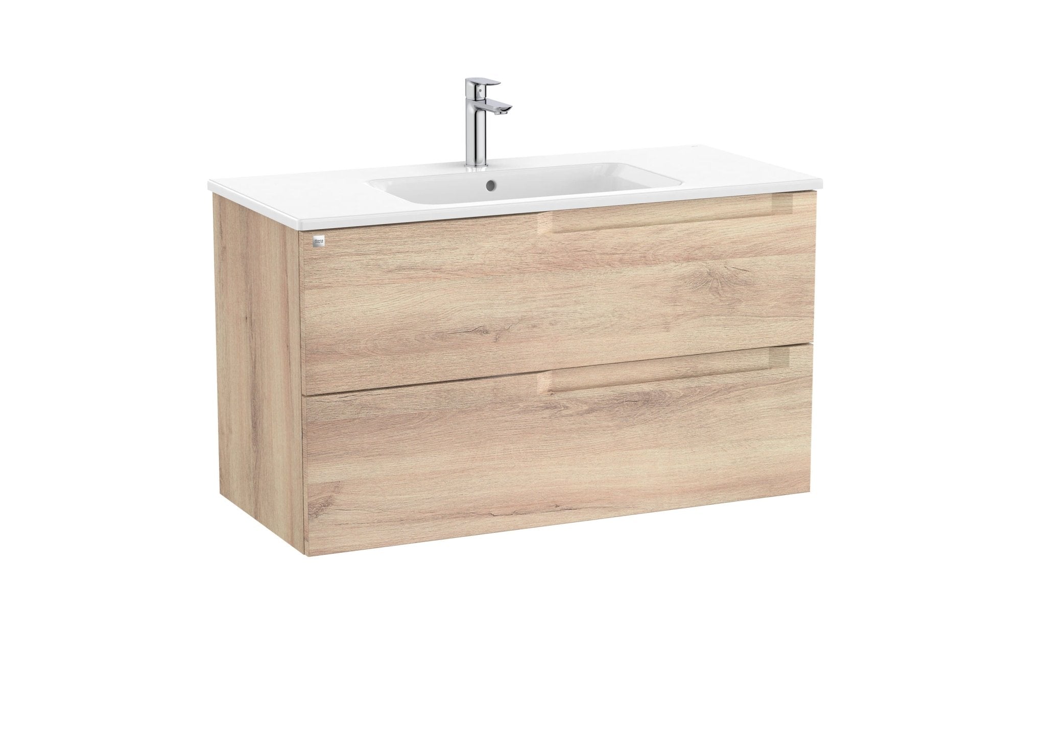 Roca - Mueble base Aleyda Unik de dos cajones y lavabo asimétrico con lavabo - BricoandPool