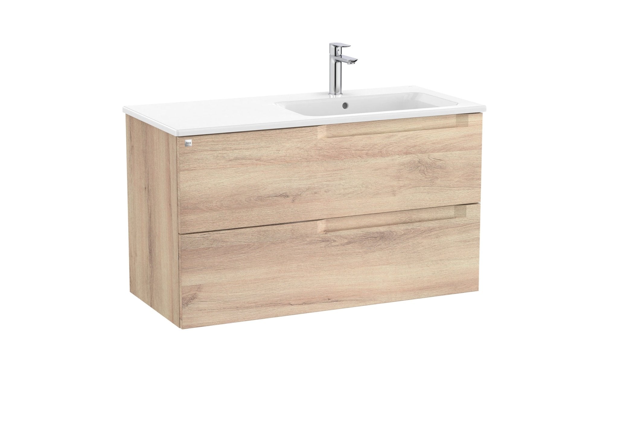 Roca - Mueble base Aleyda Unik de dos cajones y lavabo asimétrico con lavabo - BricoandPool