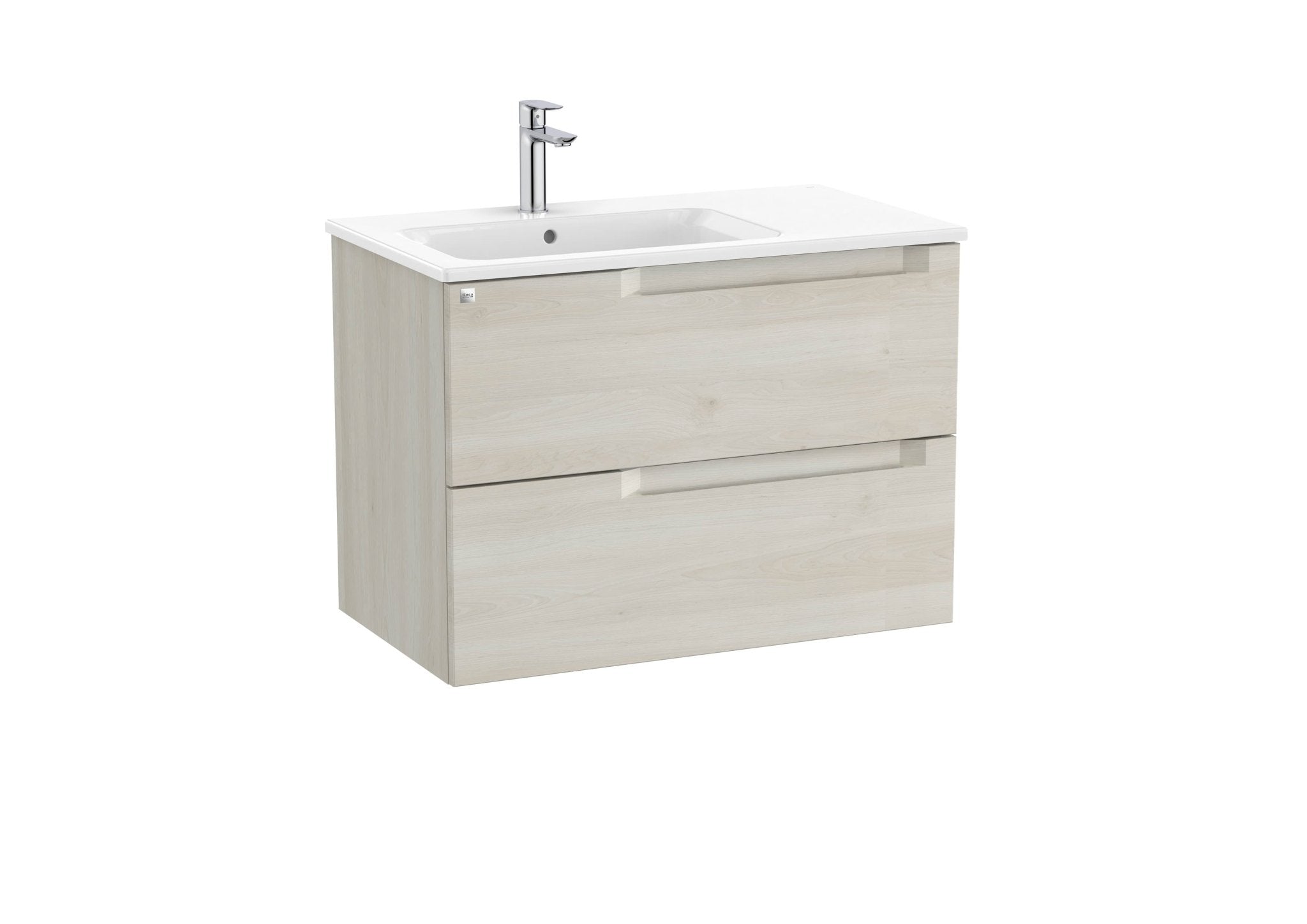 Roca - Mueble base Aleyda Unik de dos cajones y lavabo asimétrico con lavabo - BricoandPool