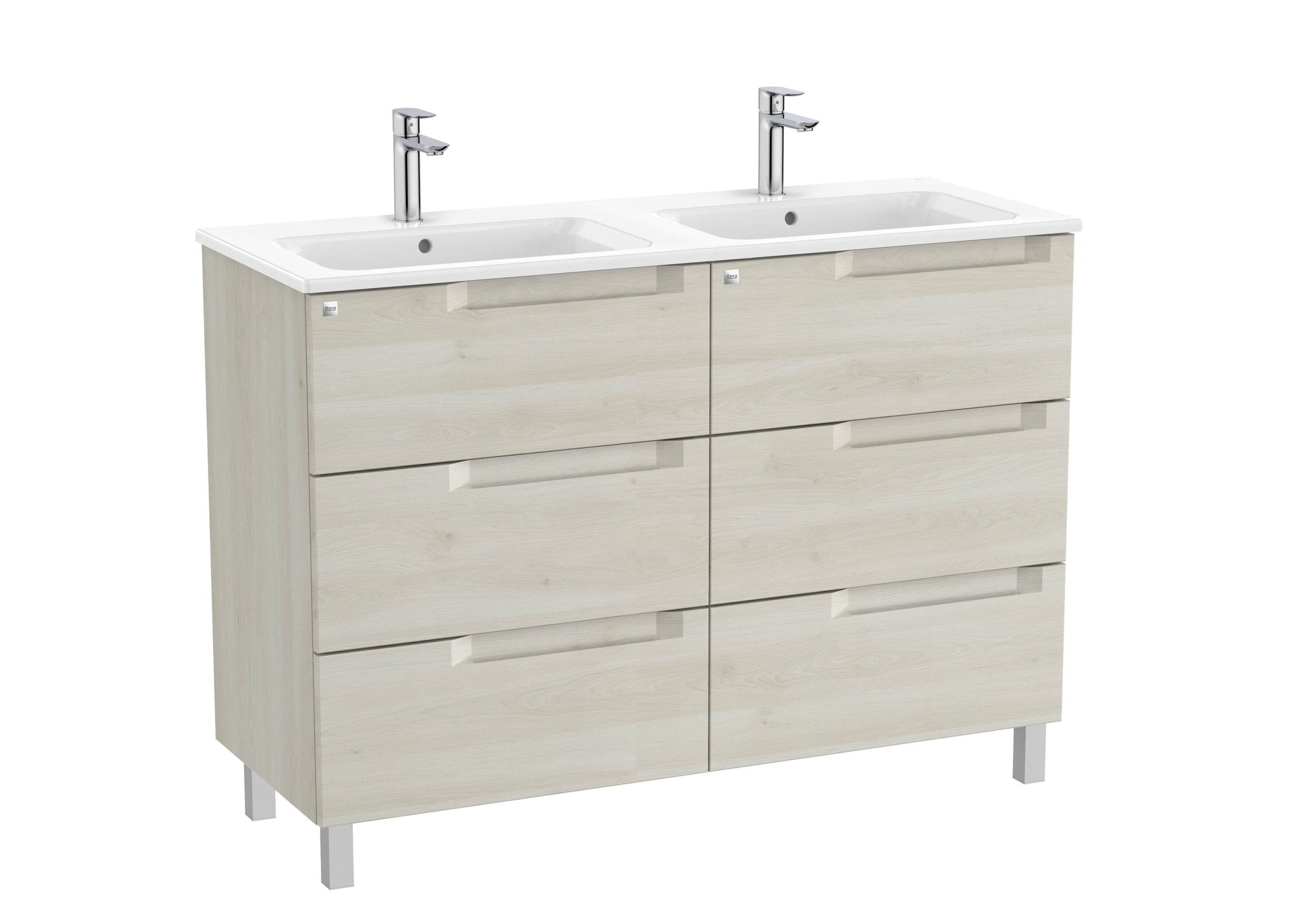 Roca - Mueble base Aleyda Unik de seis cajones y lavabo doble - BricoandPool