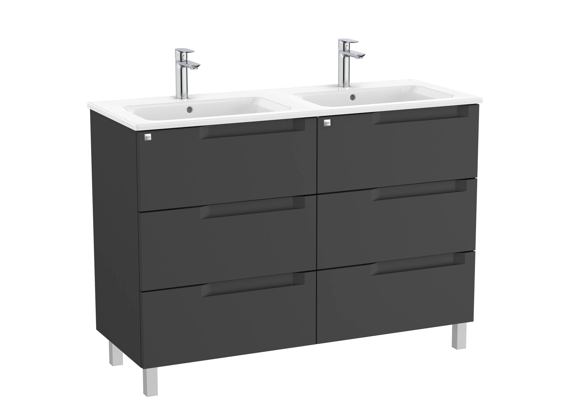 Roca - Mueble base Aleyda Unik de seis cajones y lavabo doble - BricoandPool