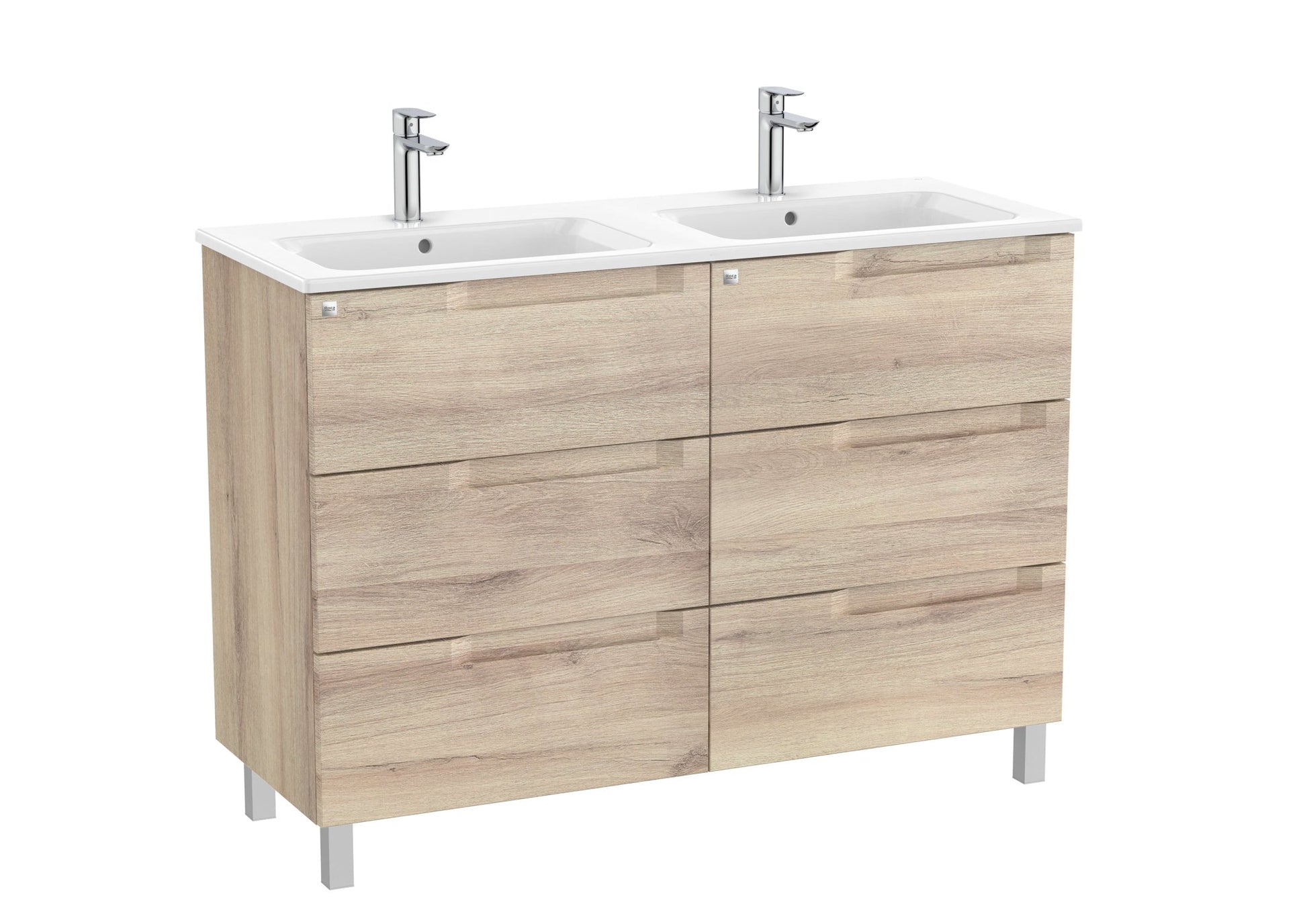 Roca - Mueble base Aleyda Unik de seis cajones y lavabo doble - BricoandPool