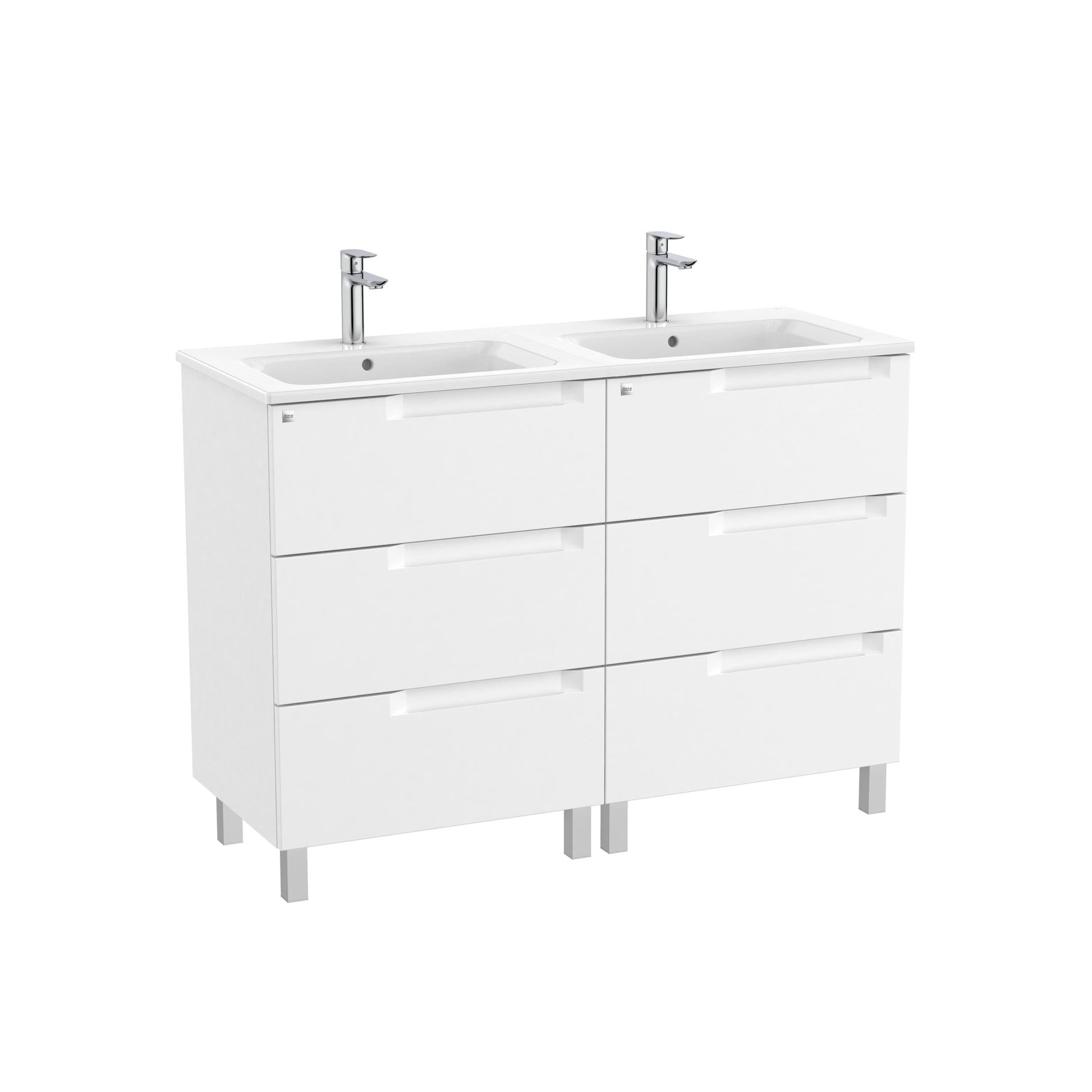 Roca - Mueble base Aleyda Unik de seis cajones y lavabo doble - BricoandPool