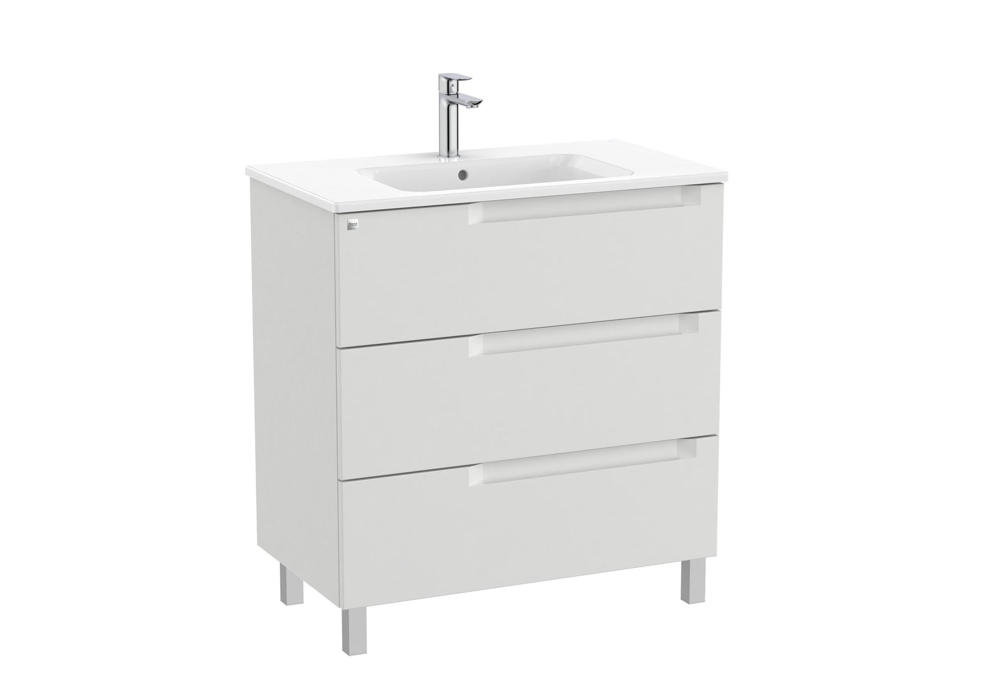 Roca - Mueble base Aleyda Unik de tres cajones y lavabo asimétrico con lavabo - BricoandPool