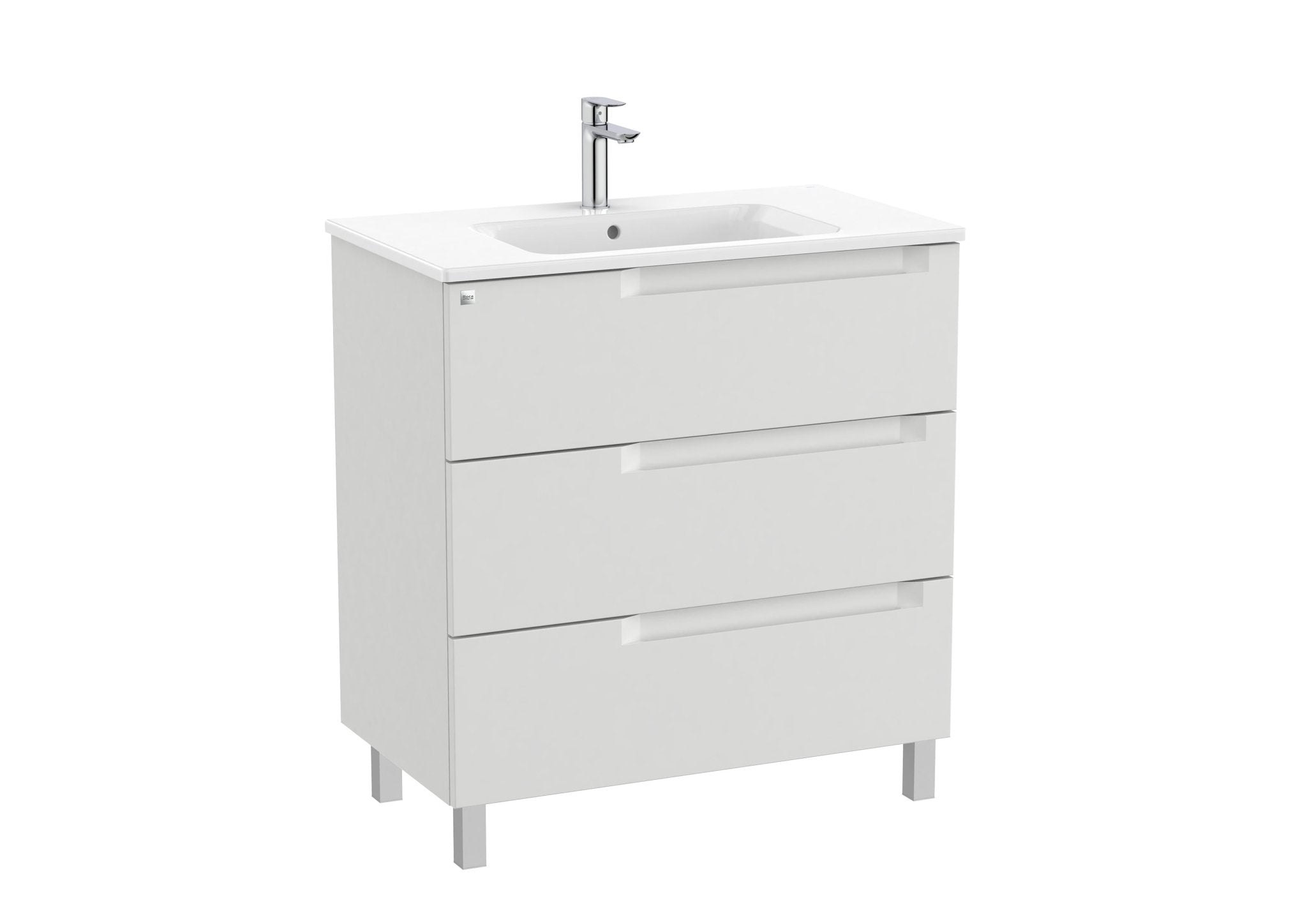 Roca - Mueble base Aleyda Unik de tres cajones y lavabo asimétrico con lavabo - BricoandPool