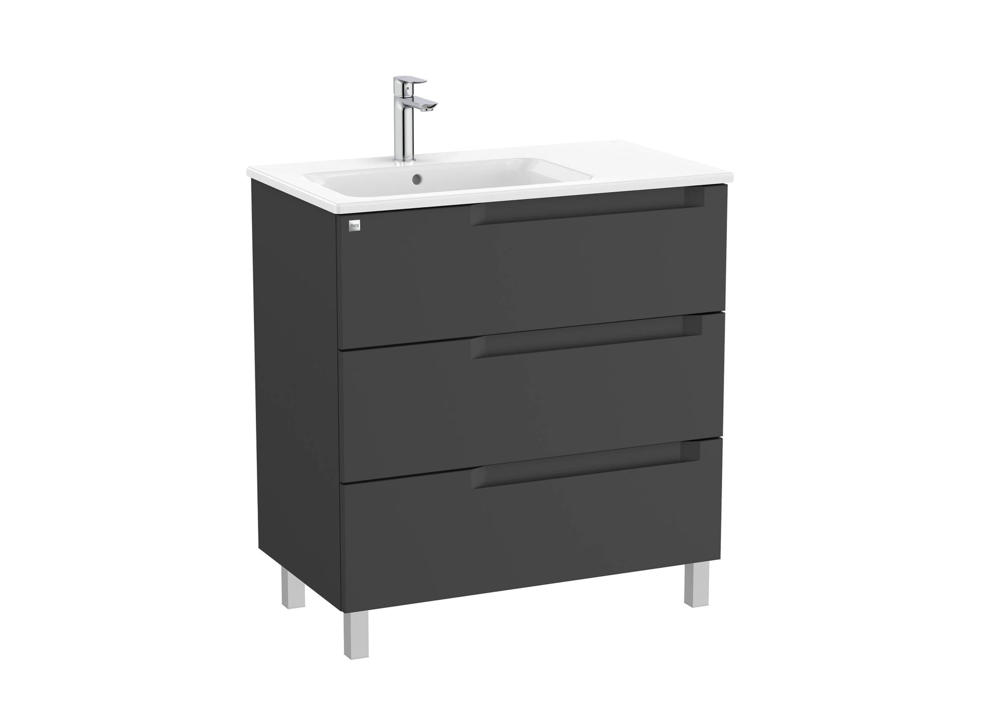 Roca - Mueble base Aleyda Unik de tres cajones y lavabo asimétrico con lavabo - BricoandPool