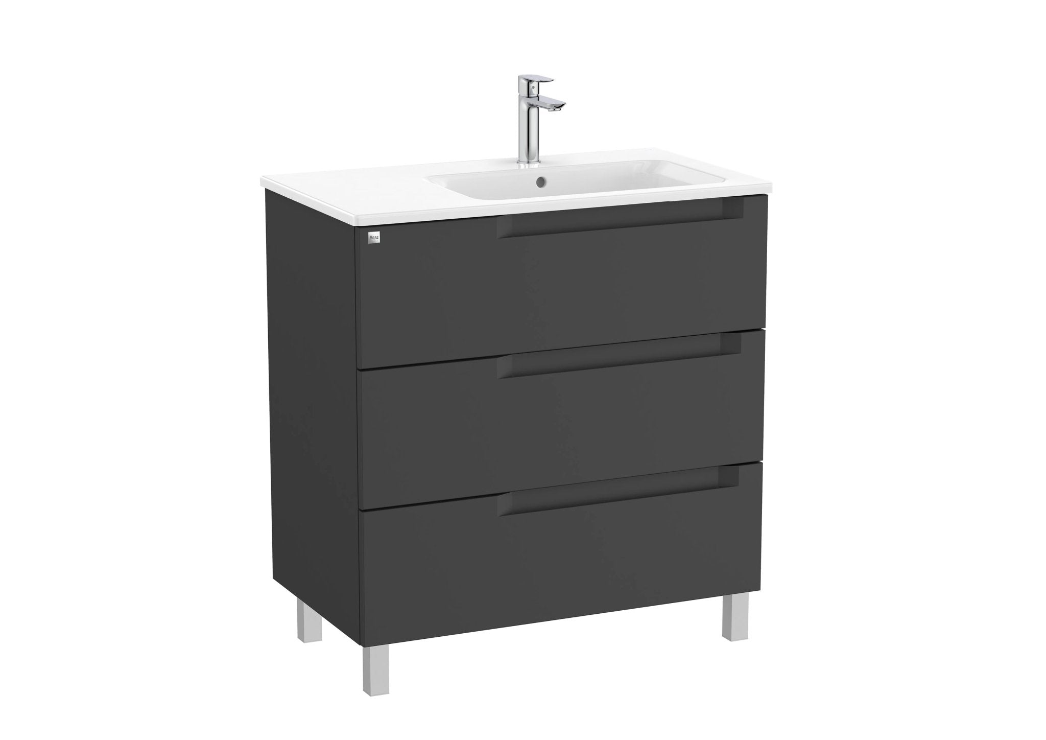 Roca - Mueble base Aleyda Unik de tres cajones y lavabo asimétrico con lavabo - BricoandPool
