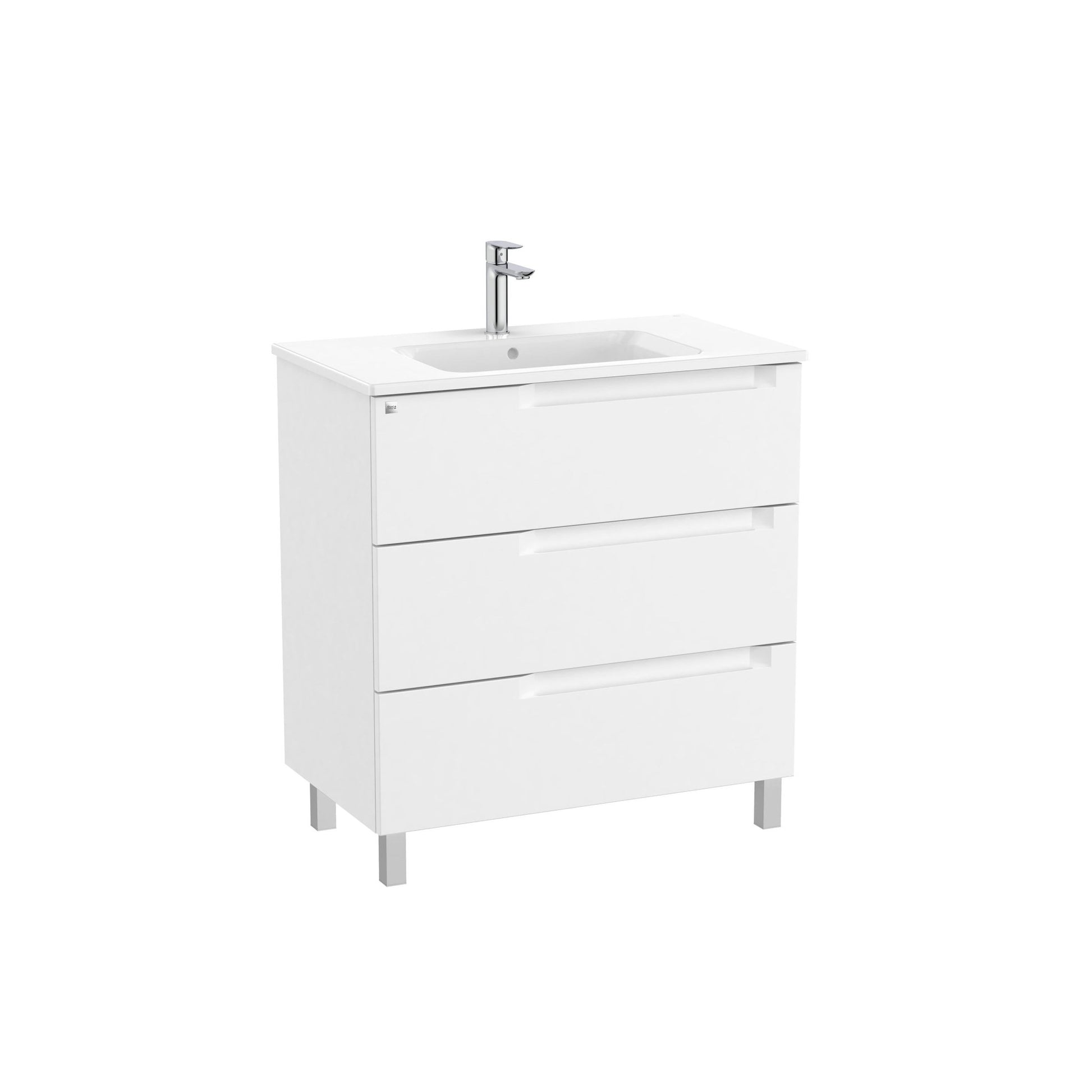 Roca - Mueble base Aleyda Unik de tres cajones y lavabo asimétrico con lavabo - BricoandPool