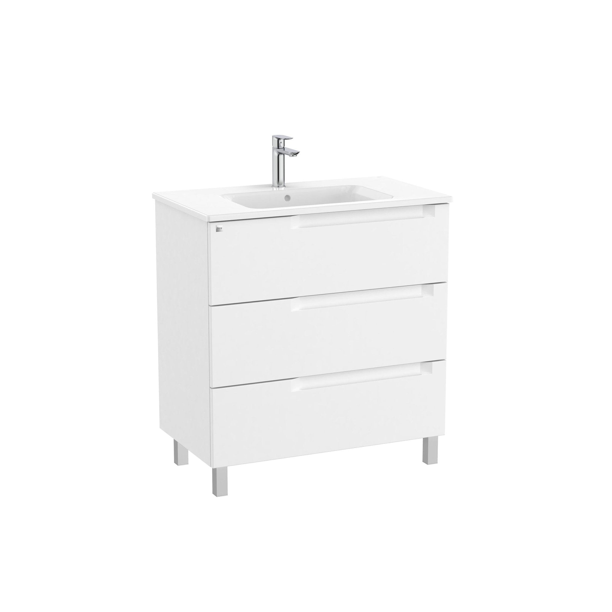 Roca - Mueble base Aleyda Unik de tres cajones y lavabo asimétrico con lavabo - BricoandPool