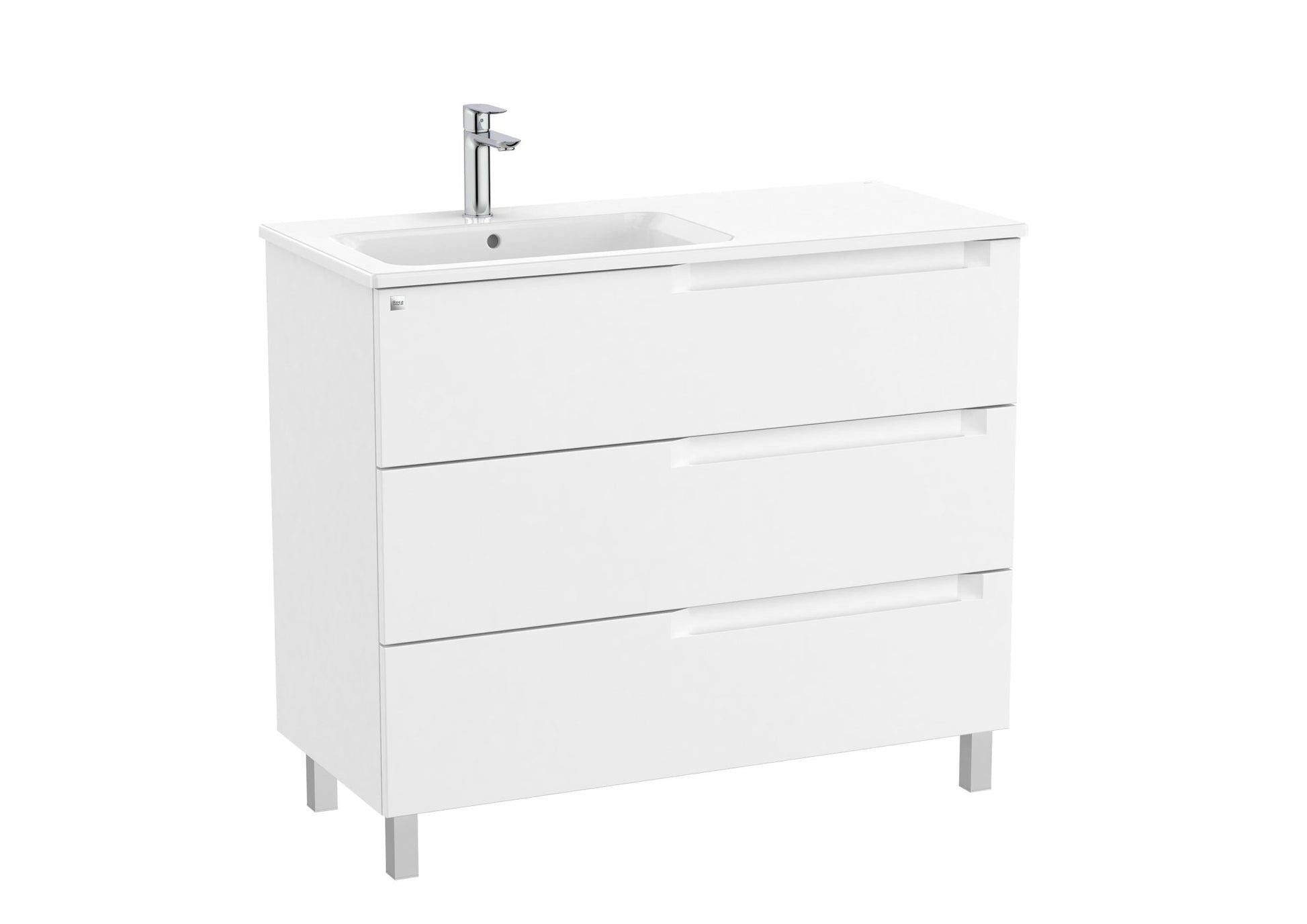 Roca - Mueble base Aleyda Unik de tres cajones y lavabo asimétrico con lavabo - BricoandPool