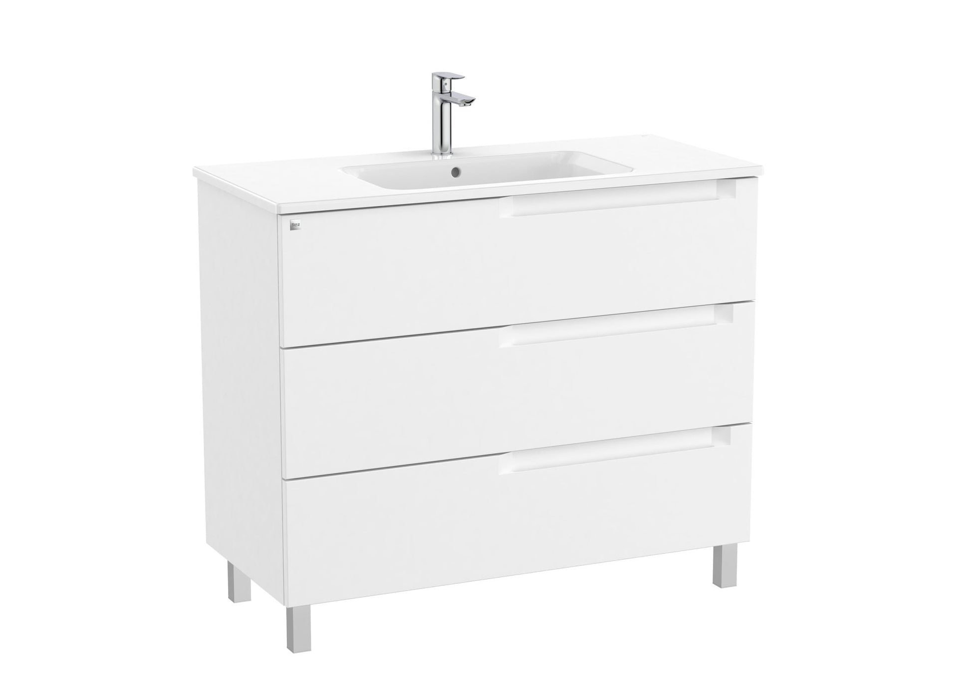 Roca - Mueble base Aleyda Unik de tres cajones y lavabo asimétrico con lavabo - BricoandPool