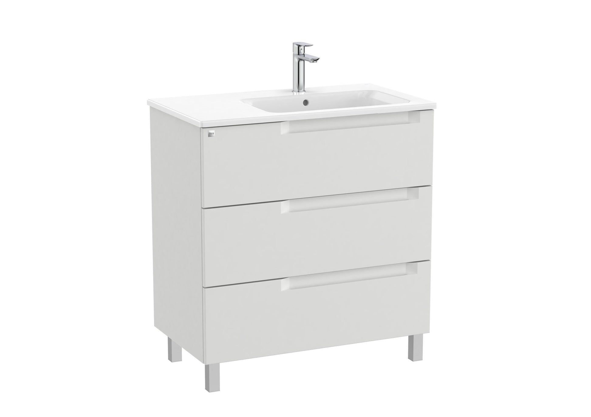 Roca - Mueble base Aleyda Unik de tres cajones y lavabo asimétrico con lavabo - BricoandPool