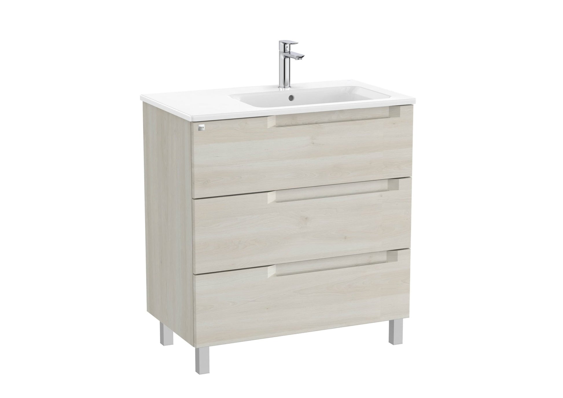 Roca - Mueble base Aleyda Unik de tres cajones y lavabo asimétrico con lavabo - BricoandPool