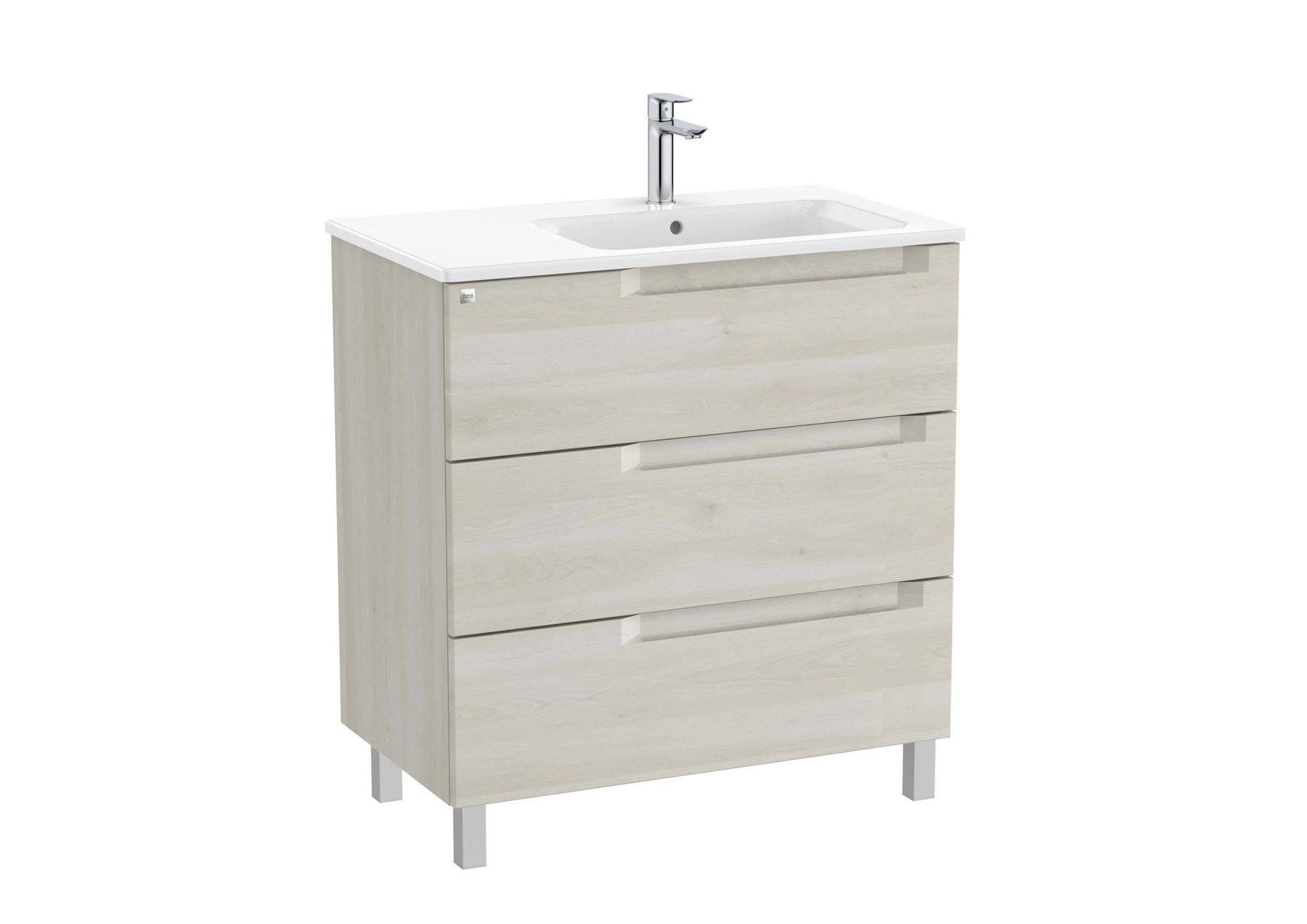 Roca - Mueble base Aleyda Unik de tres cajones y lavabo asimétrico con lavabo - BricoandPool