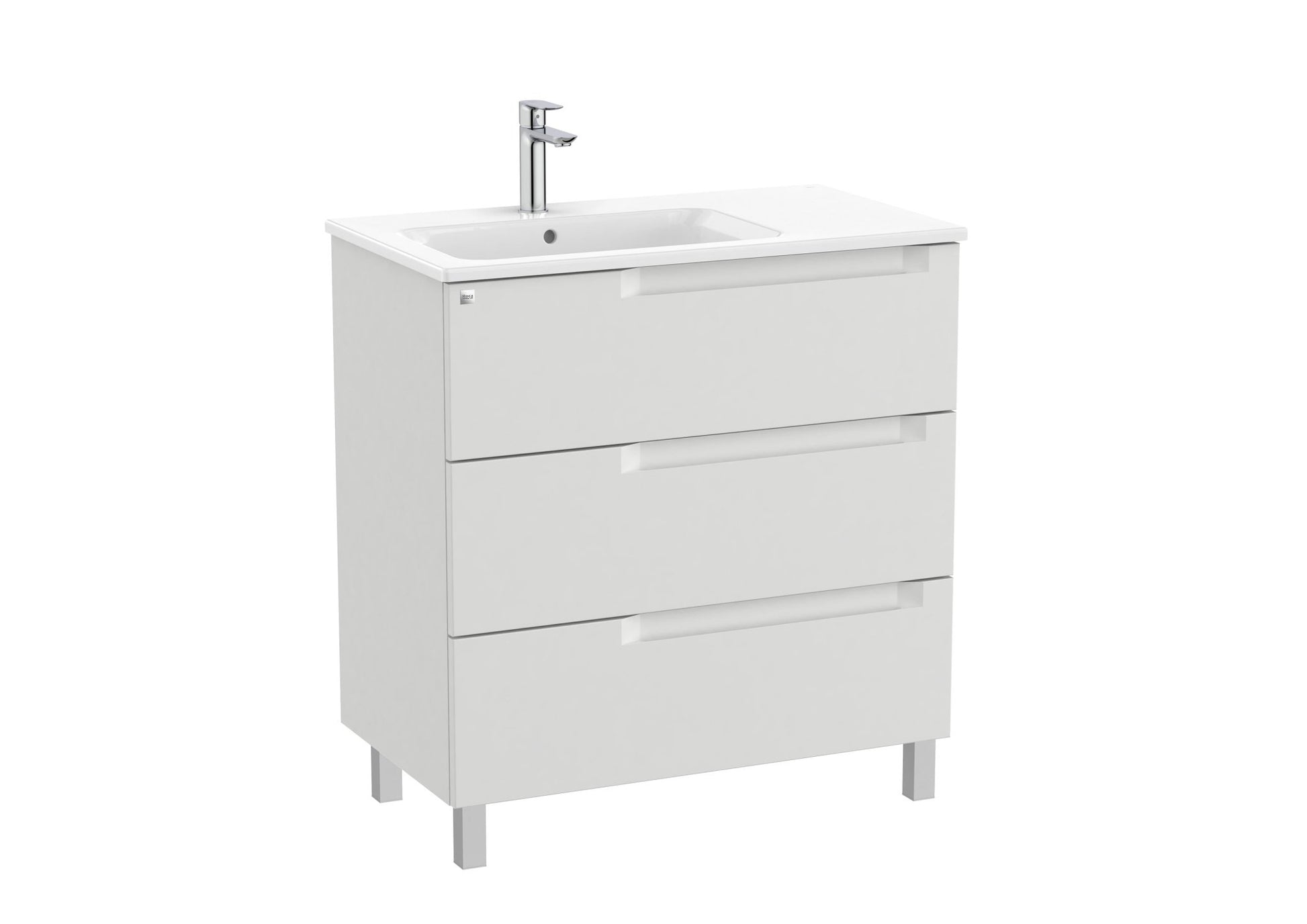 Roca - Mueble base Aleyda Unik de tres cajones y lavabo asimétrico con lavabo - BricoandPool