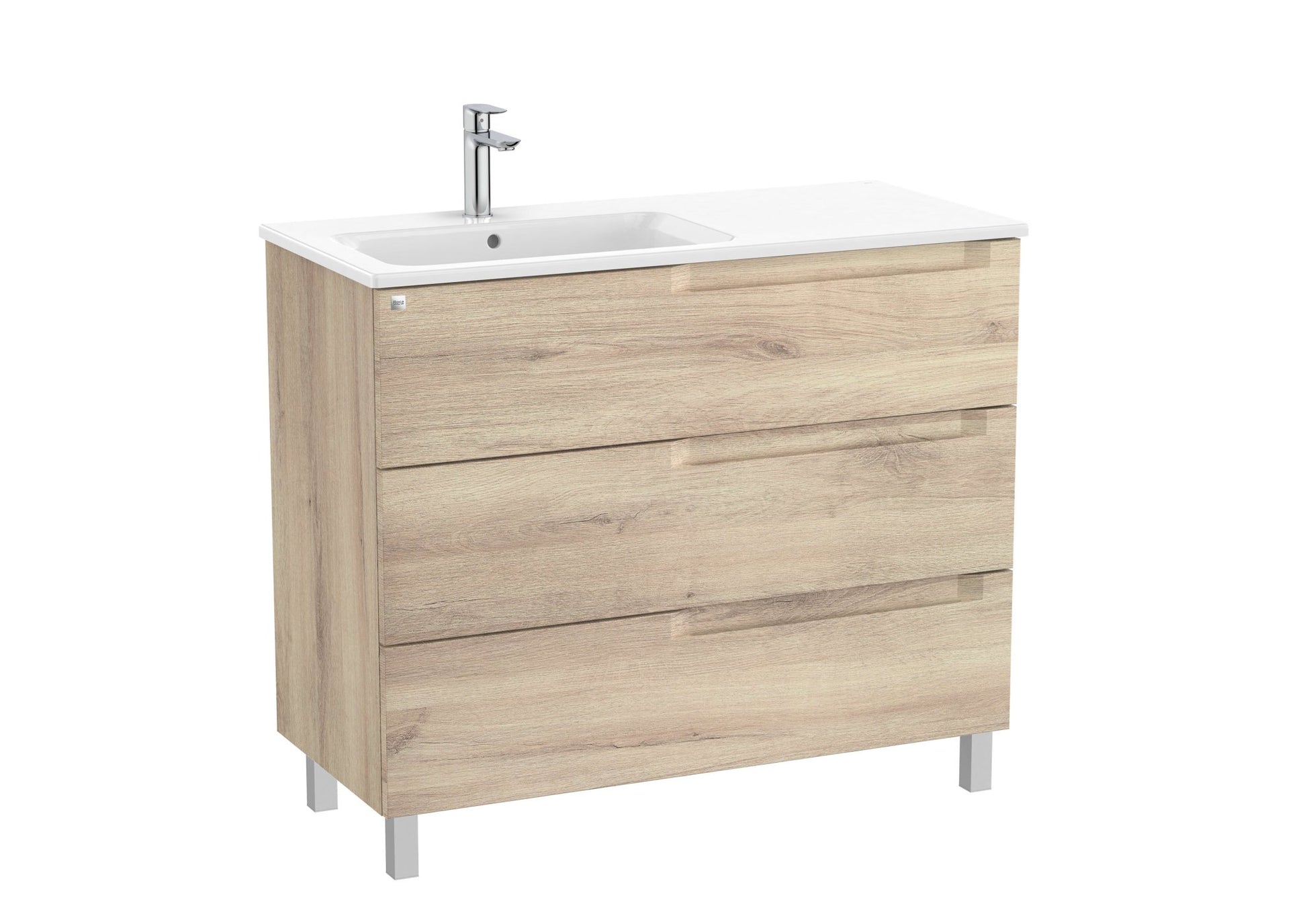Roca - Mueble base Aleyda Unik de tres cajones y lavabo asimétrico con lavabo - BricoandPool