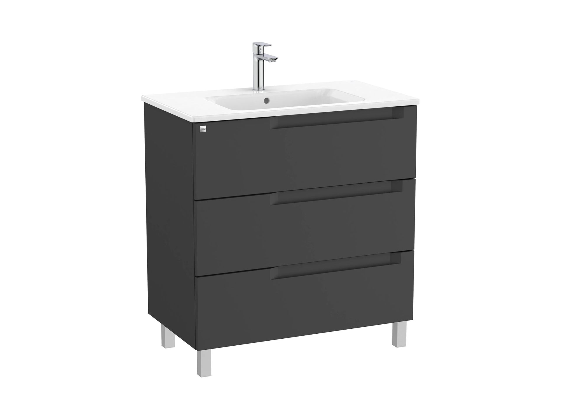 Roca - Mueble base Aleyda Unik de tres cajones y lavabo asimétrico con lavabo - BricoandPool