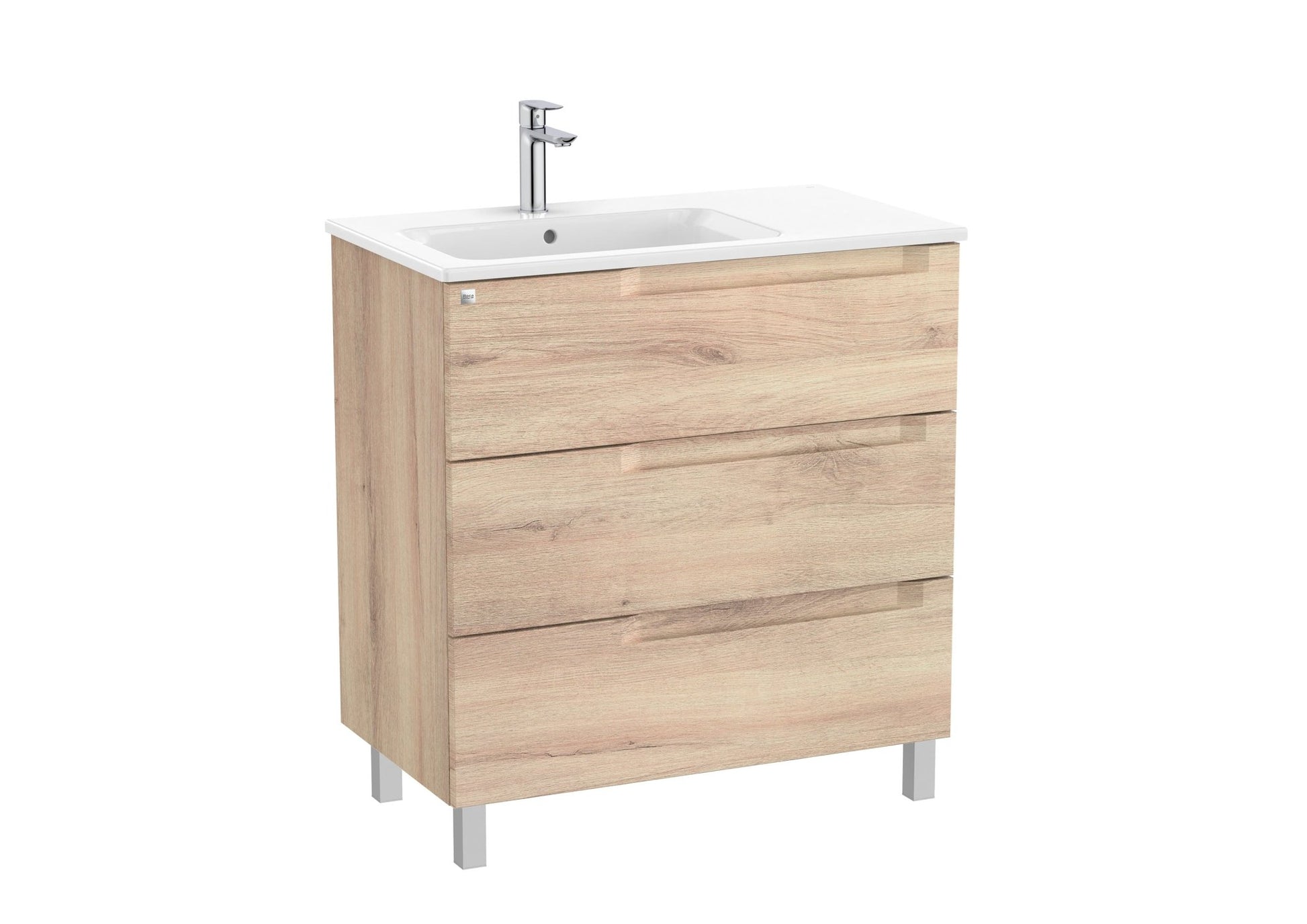 Roca - Mueble base Aleyda Unik de tres cajones y lavabo asimétrico con lavabo - BricoandPool