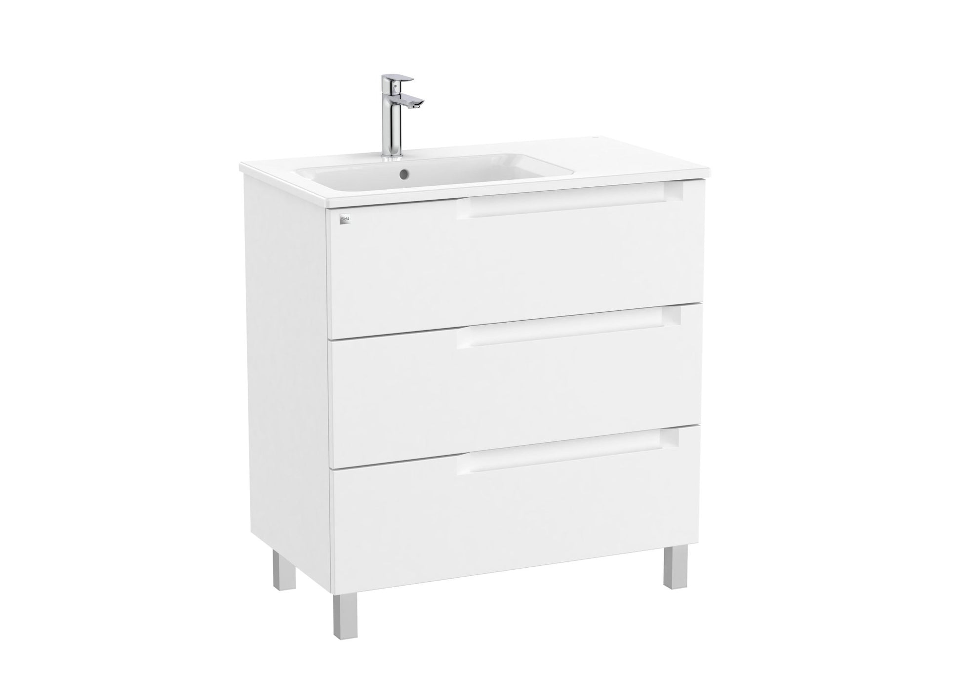 Roca - Mueble base Aleyda Unik de tres cajones y lavabo asimétrico con lavabo - BricoandPool