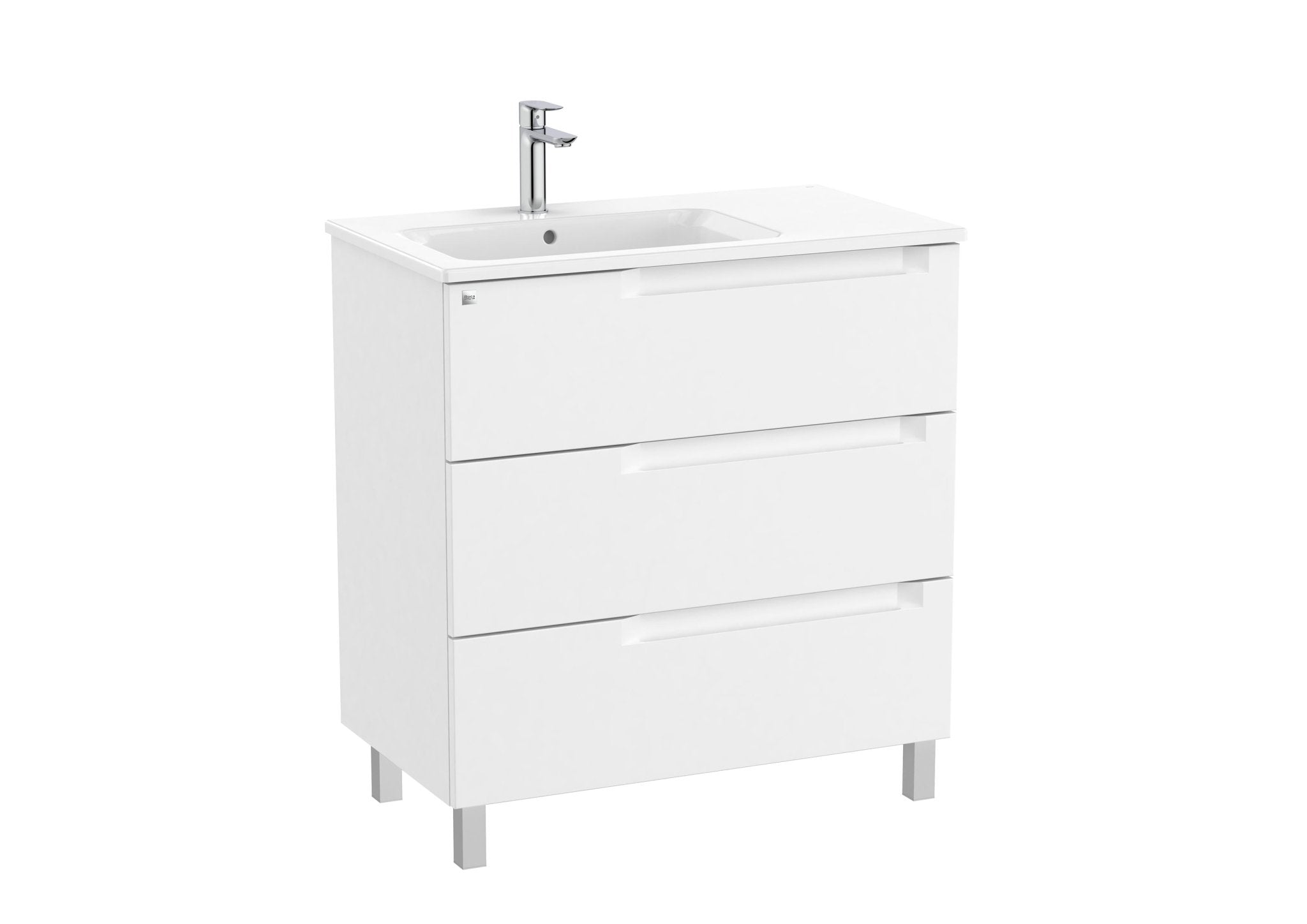 Roca - Mueble base Aleyda Unik de tres cajones y lavabo asimétrico con lavabo - BricoandPool