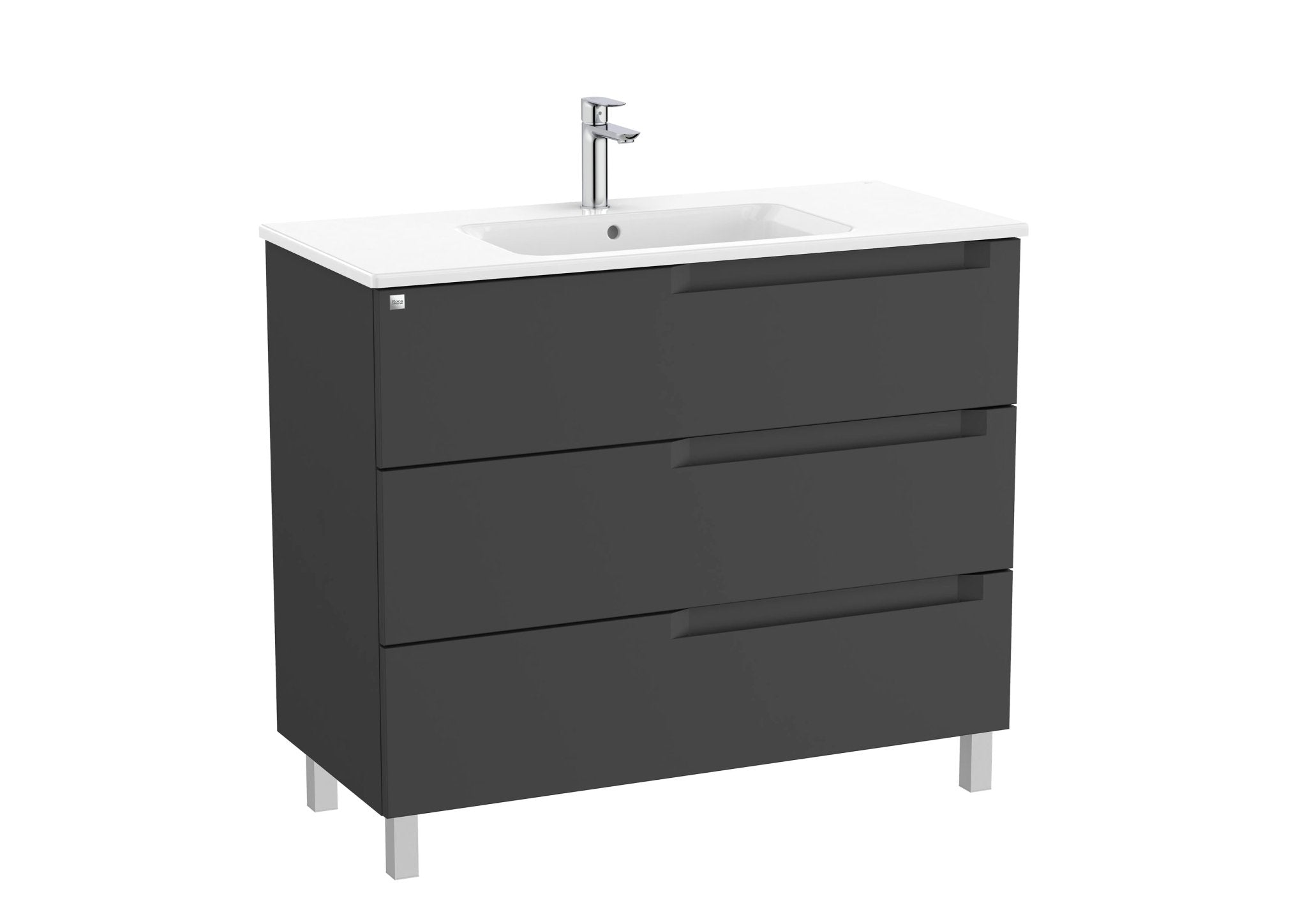 Roca - Mueble base Aleyda Unik de tres cajones y lavabo asimétrico con lavabo - BricoandPool