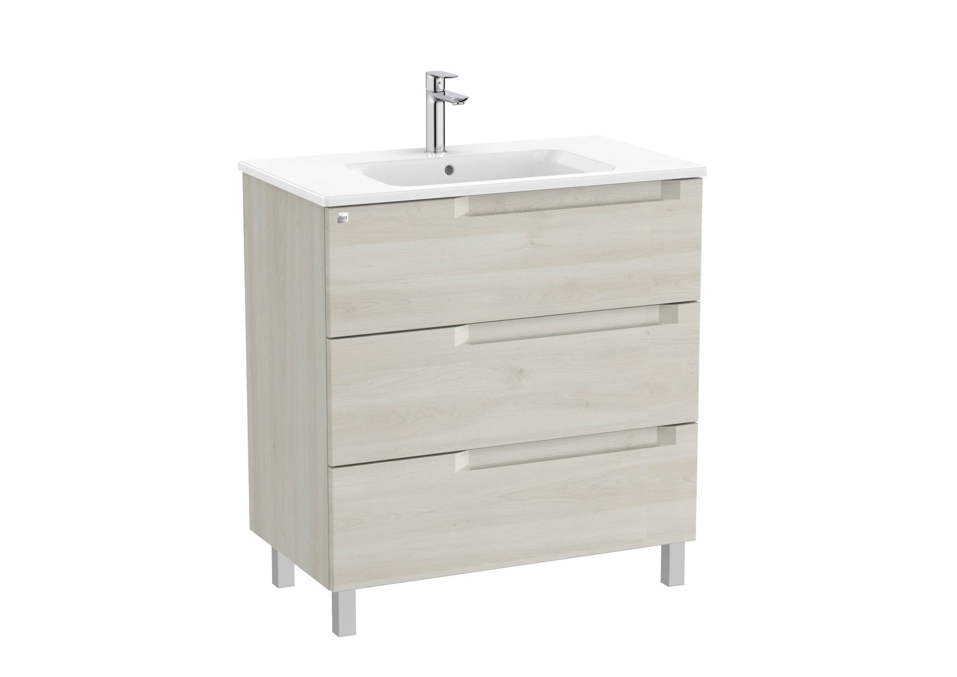 Roca - Mueble base Aleyda Unik de tres cajones y lavabo asimétrico con lavabo - BricoandPool