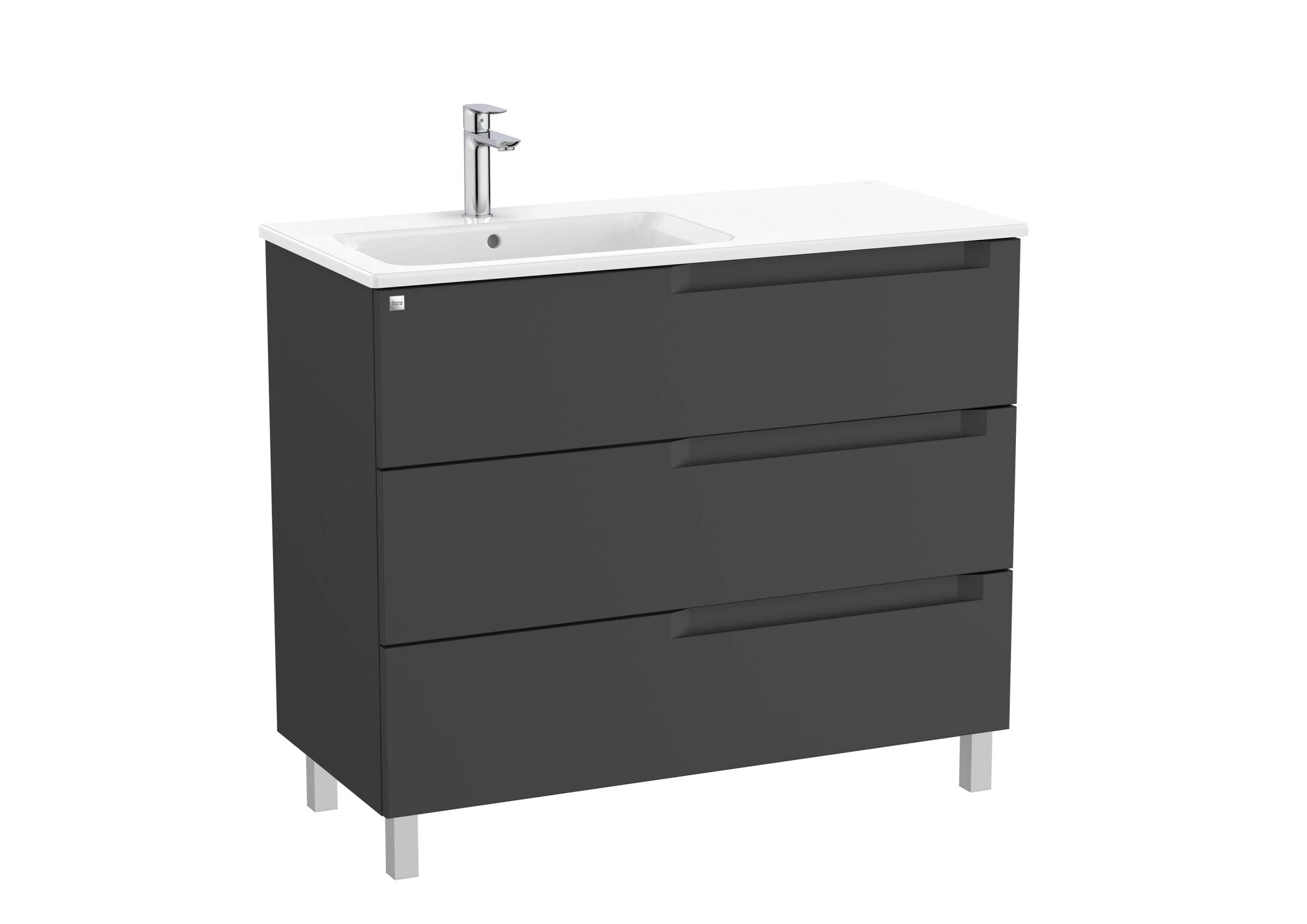 Roca - Mueble base Aleyda Unik de tres cajones y lavabo asimétrico con lavabo - BricoandPool
