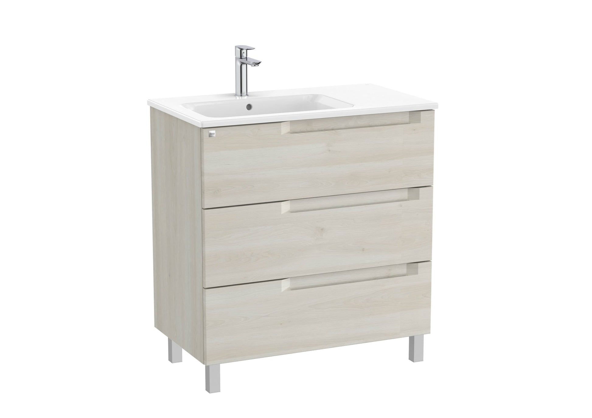Roca - Mueble base Aleyda Unik de tres cajones y lavabo asimétrico con lavabo - BricoandPool