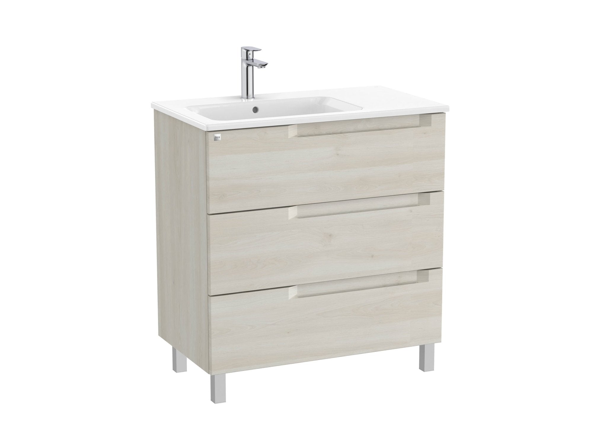 Roca - Mueble base Aleyda Unik de tres cajones y lavabo asimétrico con lavabo - BricoandPool