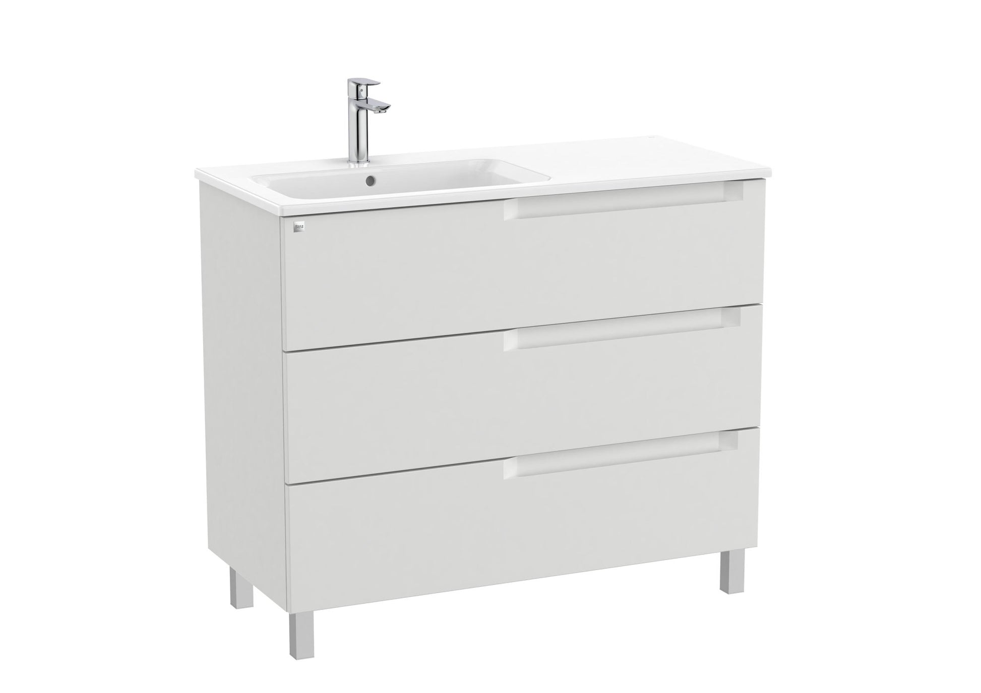 Roca - Mueble base Aleyda Unik de tres cajones y lavabo asimétrico con lavabo - BricoandPool