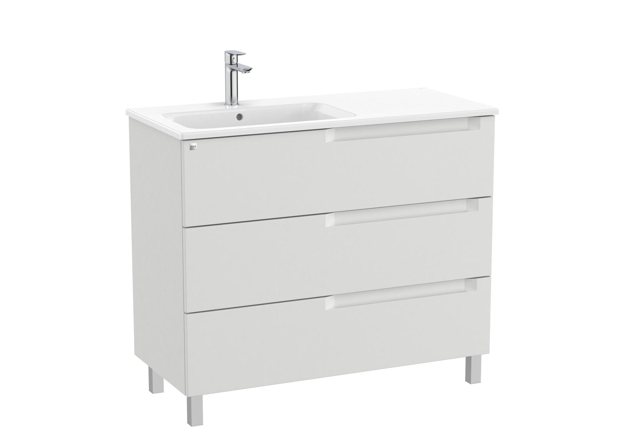 Roca - Mueble base Aleyda Unik de tres cajones y lavabo asimétrico con lavabo - BricoandPool