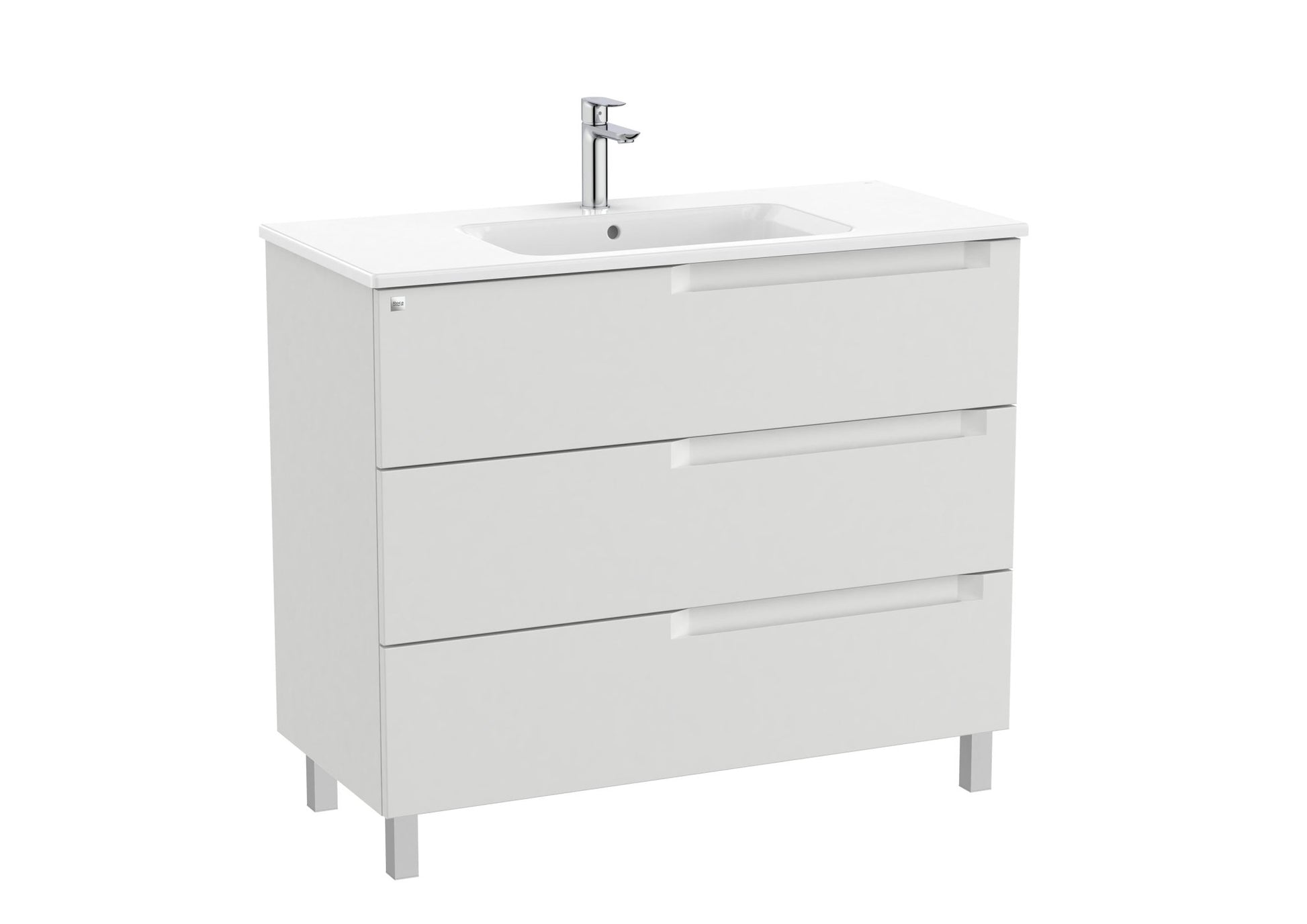 Roca - Mueble base Aleyda Unik de tres cajones y lavabo asimétrico con lavabo - BricoandPool