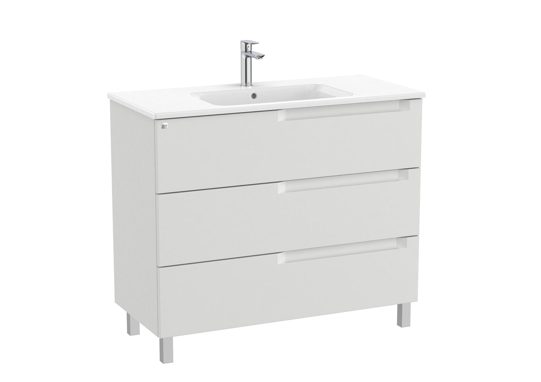 Roca - Mueble base Aleyda Unik de tres cajones y lavabo asimétrico con lavabo - BricoandPool