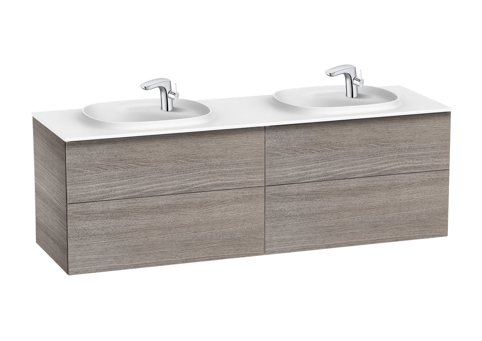 Roca - Mueble base Beyond Unik con cuatro cajones y lavabo doble de Surfex® - BricoandPool