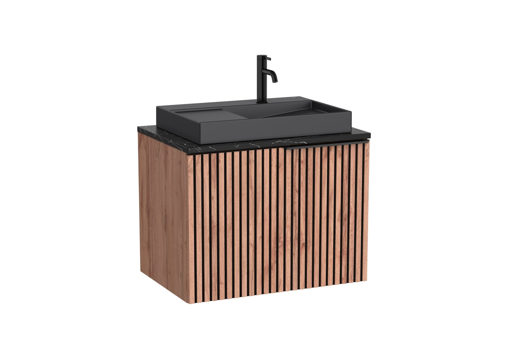 Roca - Mueble base Horizon Unik de un cajón, encimera marmoleada y lavabo de sobre encimera con orificio para grifería - BricoandPool