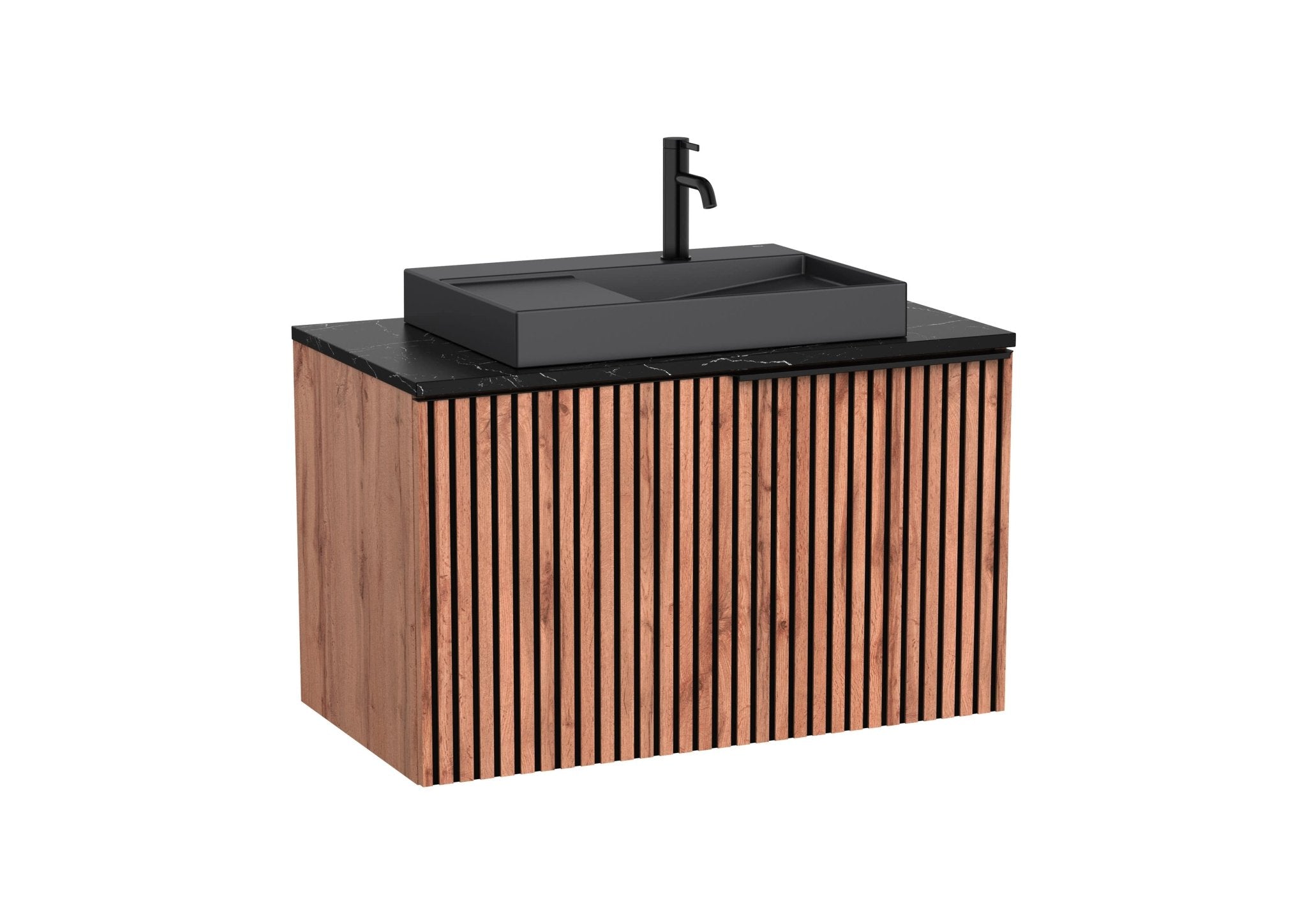 Roca - Mueble base Horizon Unik de un cajón, encimera marmoleada y lavabo de sobre encimera con orificio para grifería - BricoandPool