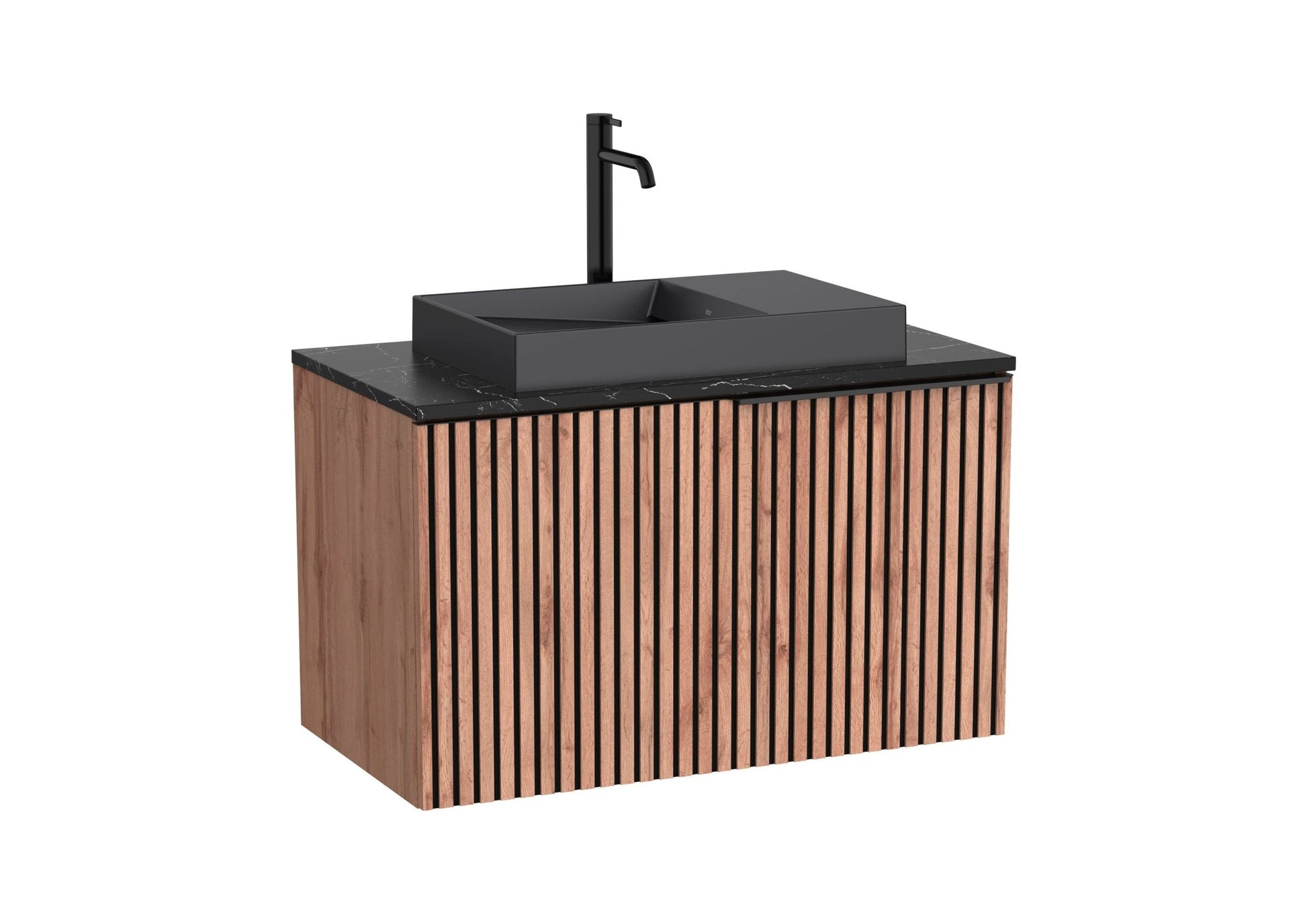 Roca - Mueble base Horizon Unik de un cajón, encimera marmoleada y lavabo de sobre encimera con orificio para grifería - BricoandPool