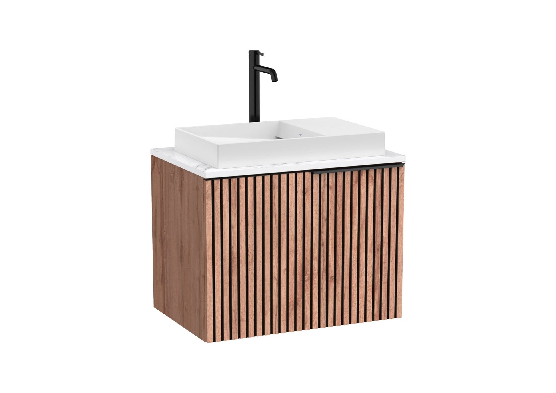 Roca - Mueble base Horizon Unik de un cajón, encimera marmoleada y lavabo de sobre encimera con orificio para grifería - BricoandPool