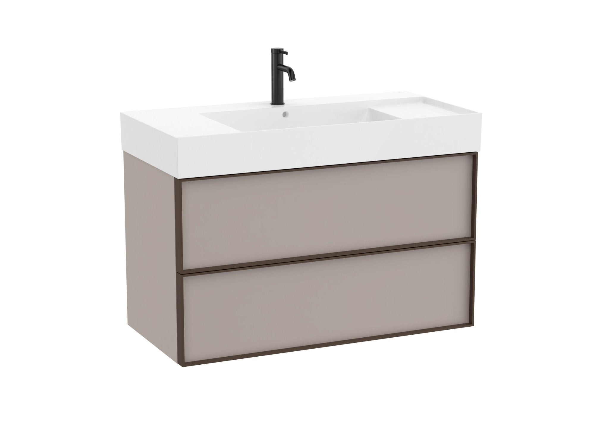 Roca - Mueble base Inspira Unik de dos cajones y lavabo de Fineceramic® - BricoandPool