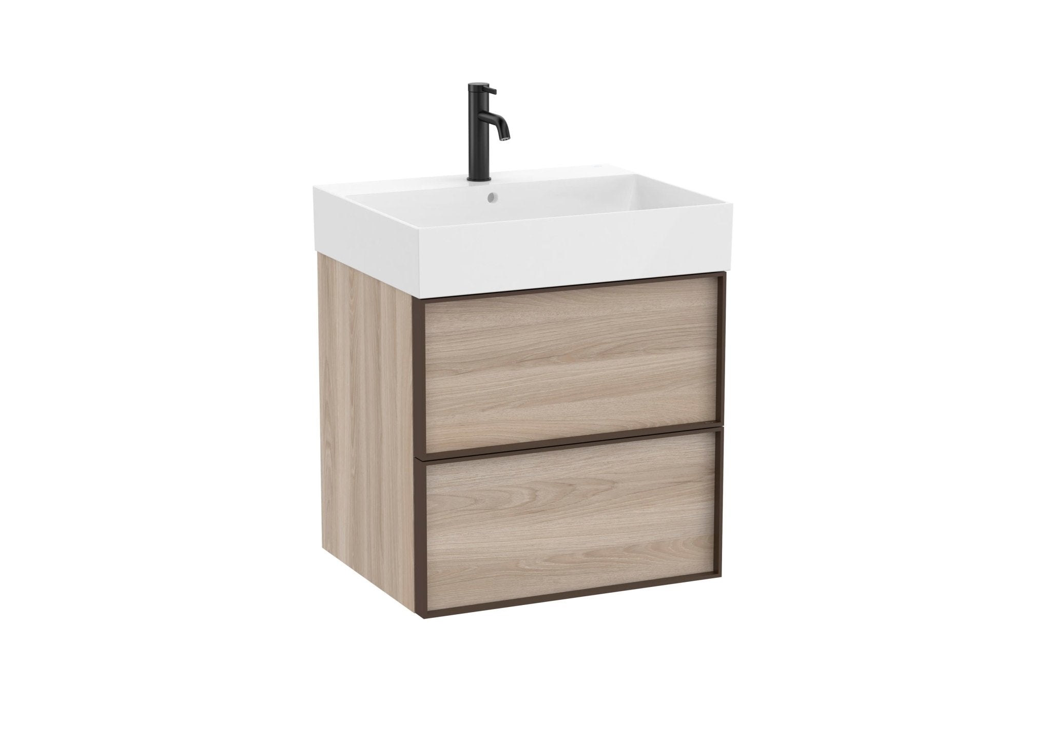 Roca - Mueble base Inspira Unik de dos cajones y lavabo de Fineceramic® - BricoandPool