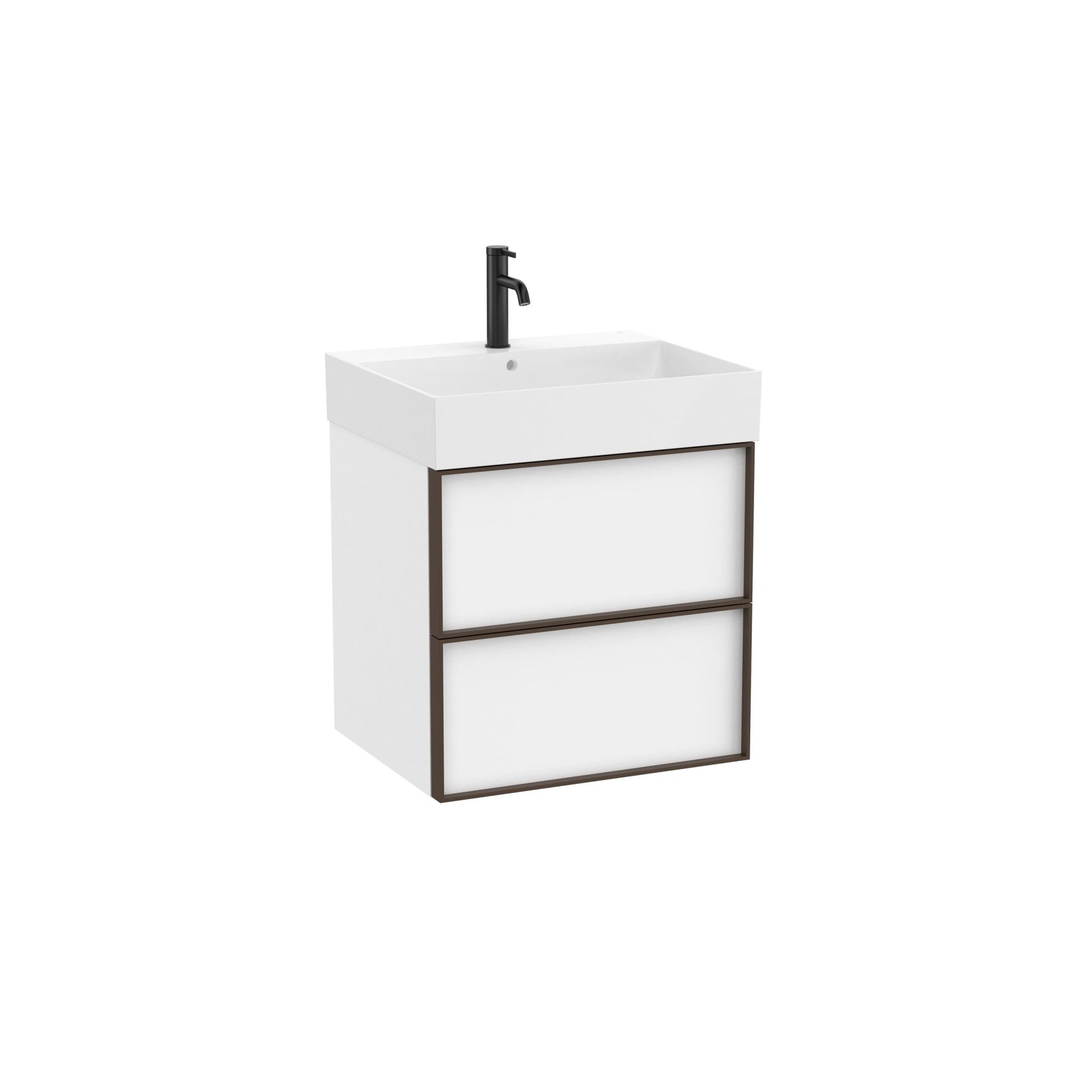 Roca - Mueble base Inspira Unik de dos cajones y lavabo de Fineceramic® - BricoandPool