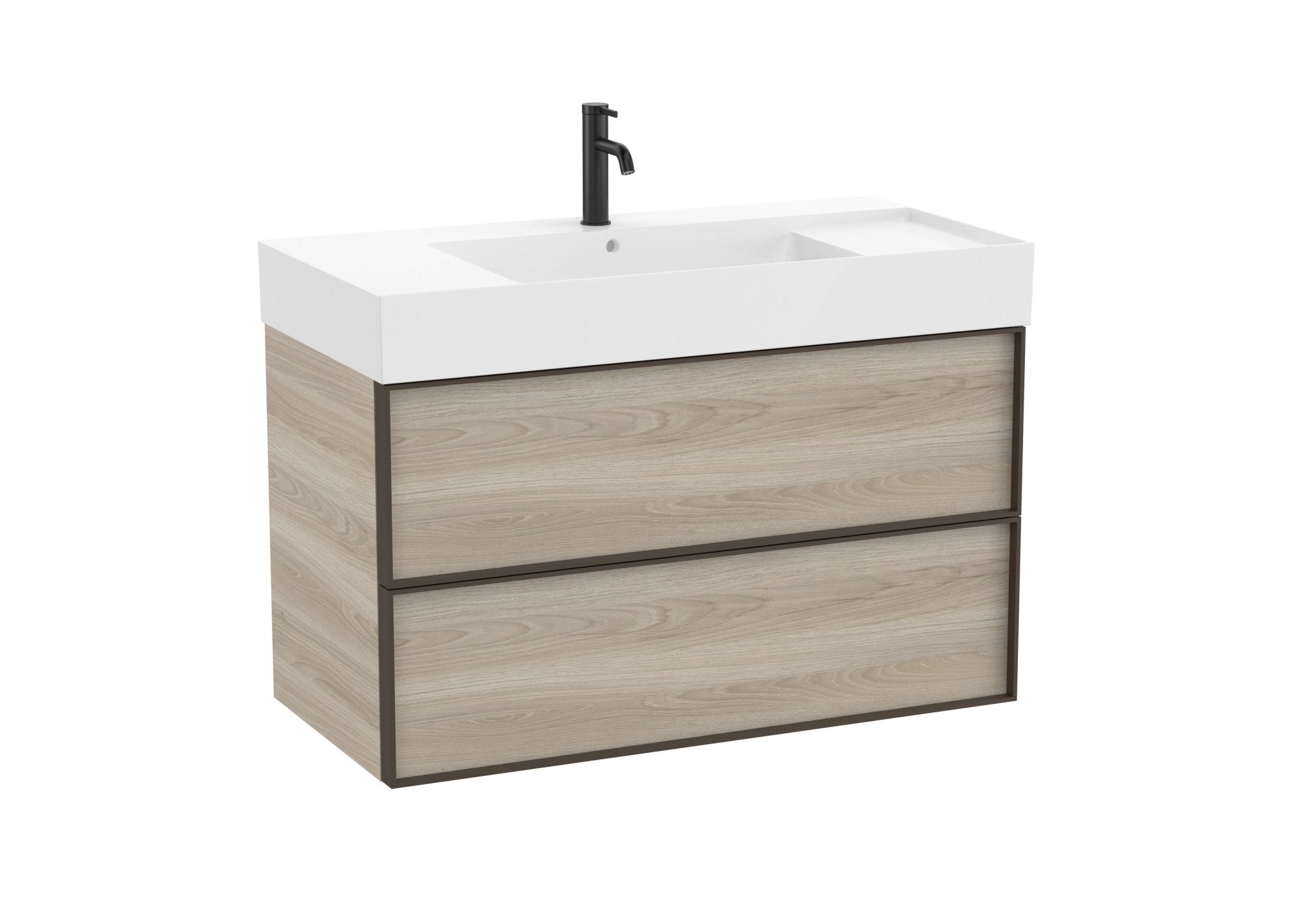 Roca - Mueble base Inspira Unik de dos cajones y lavabo de Fineceramic® - BricoandPool